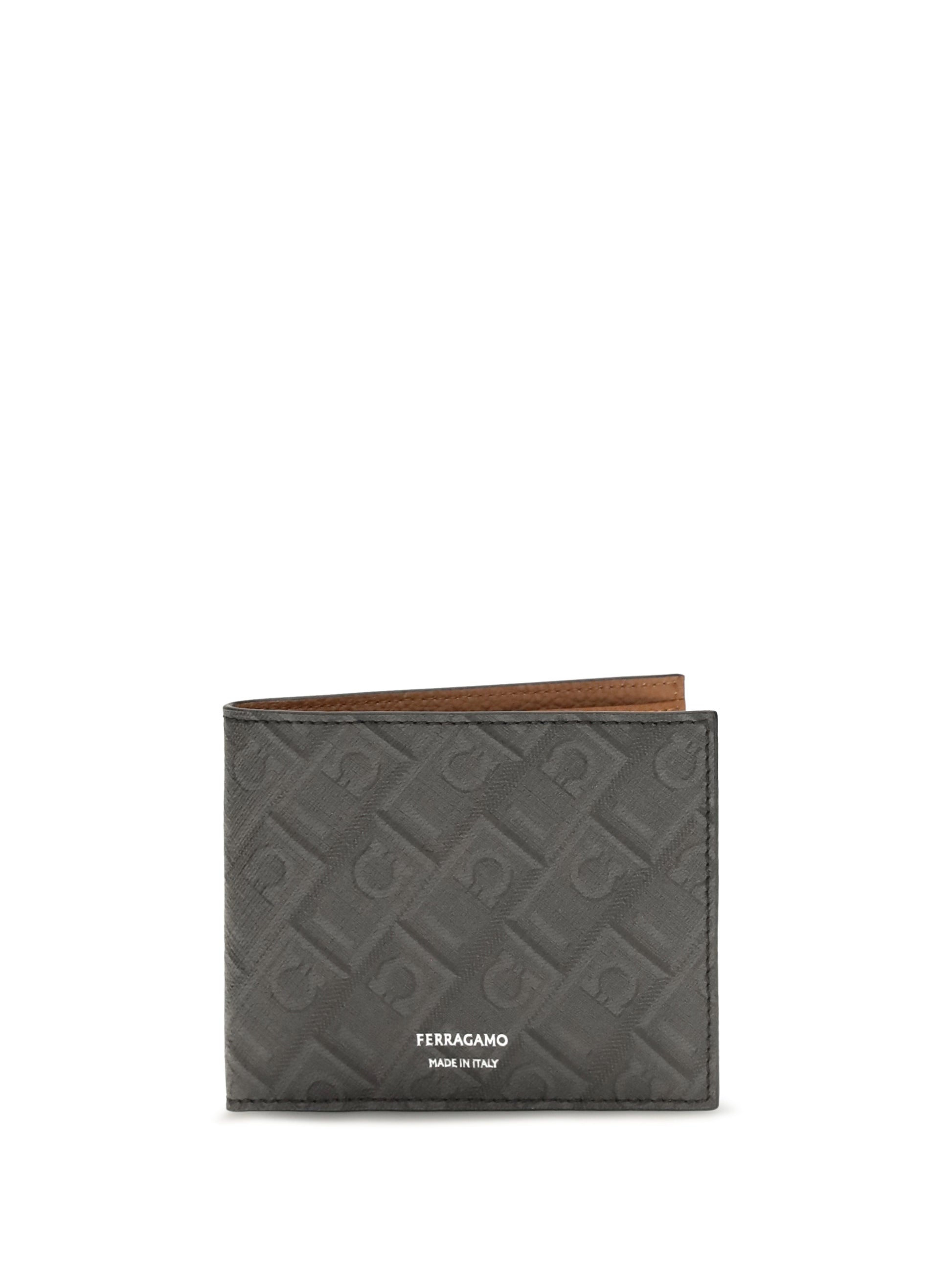 Ferragamo Men Leather Bifold Wallet With Gancini Pattern FERRAGAMO