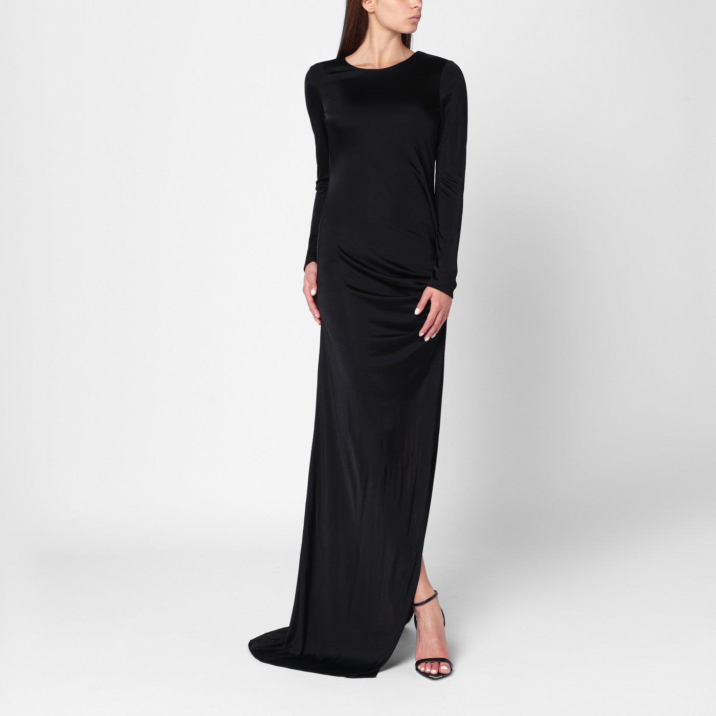 Giuseppe Di Morabito Long Black Dress With Brooch Detail Women GIUSEPPE DI MORABITO