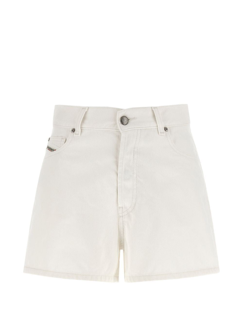 Diesel Women White Cotton Denim Shorts DIESEL