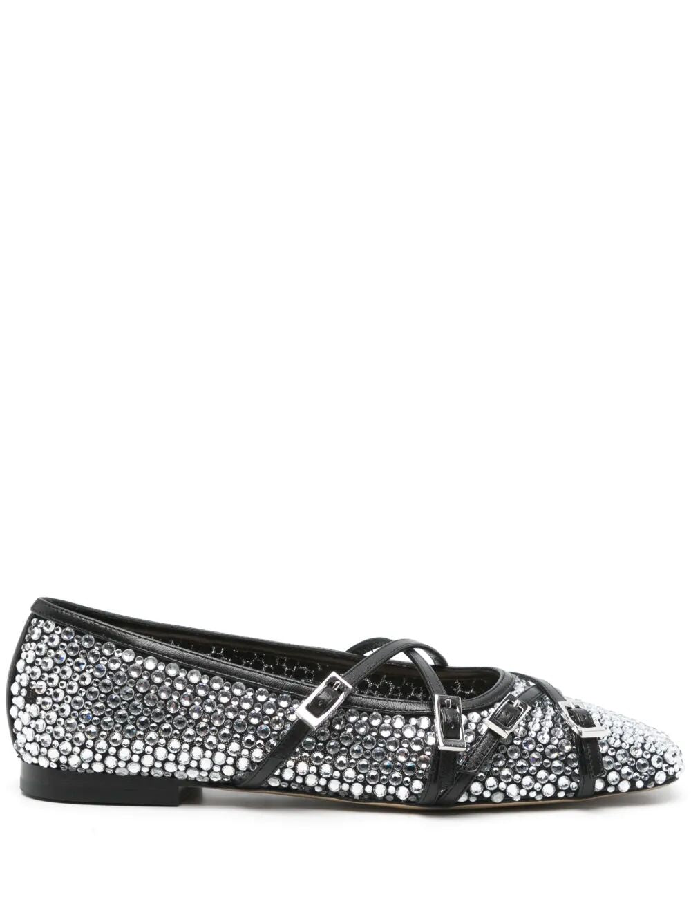 Mach & Mach Women Crystal Net Square Toe Ballerinas With Straps 10Mm MACH & MACH