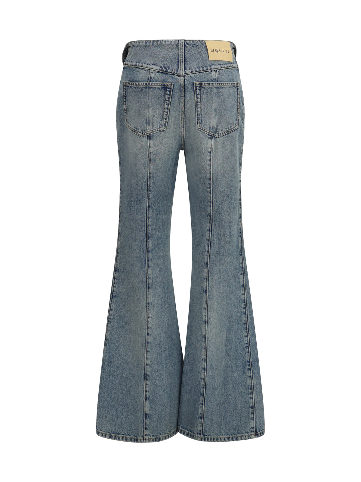 Alexander Mcqueen Women High-Waisted Flared Cotton Denim Jeans ALEXANDER MCQUEEN