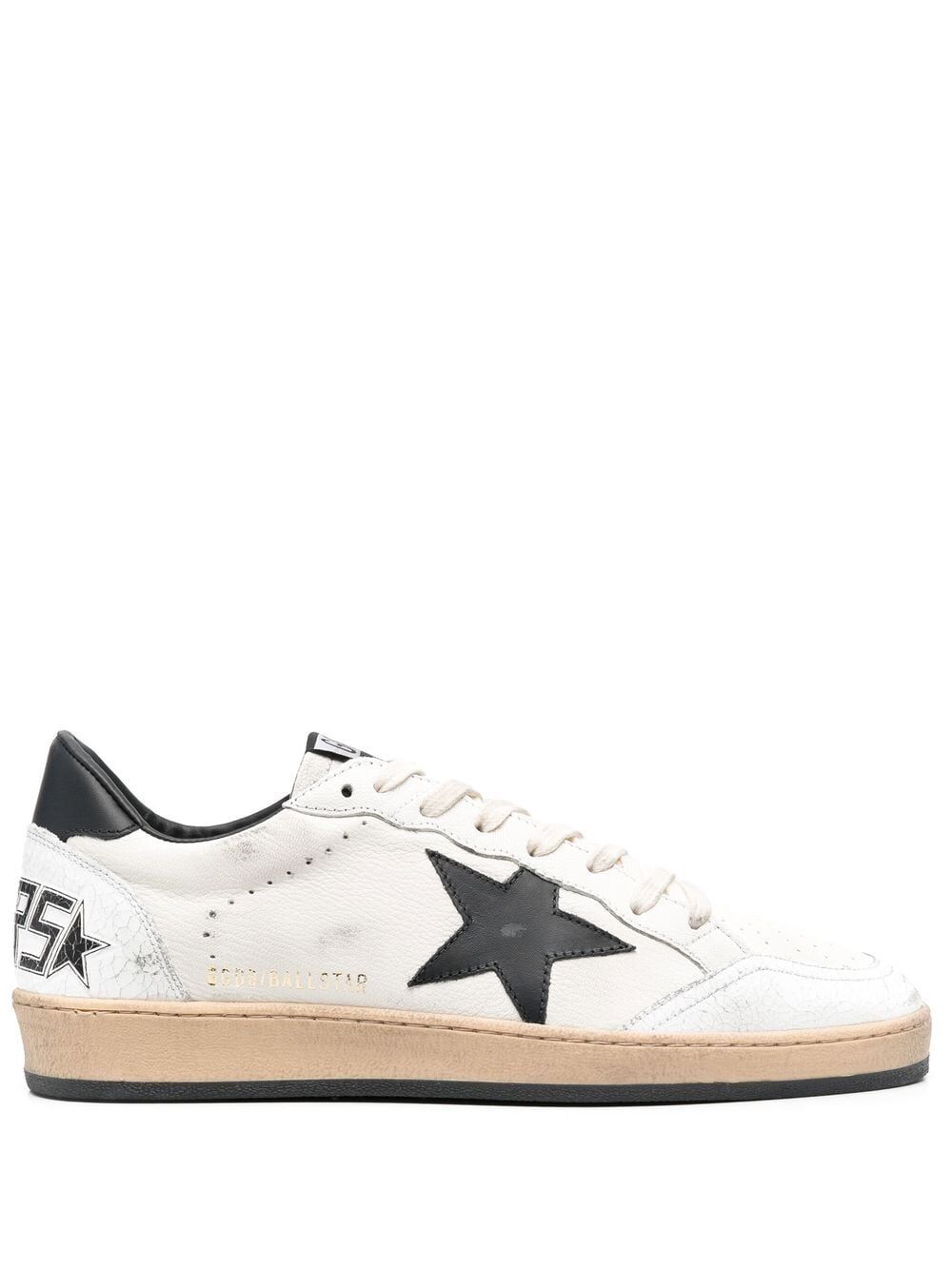 Golden Goose Men Ball Star Sneakers In White Nappa Leather With Black Star GOLDEN GOOSE