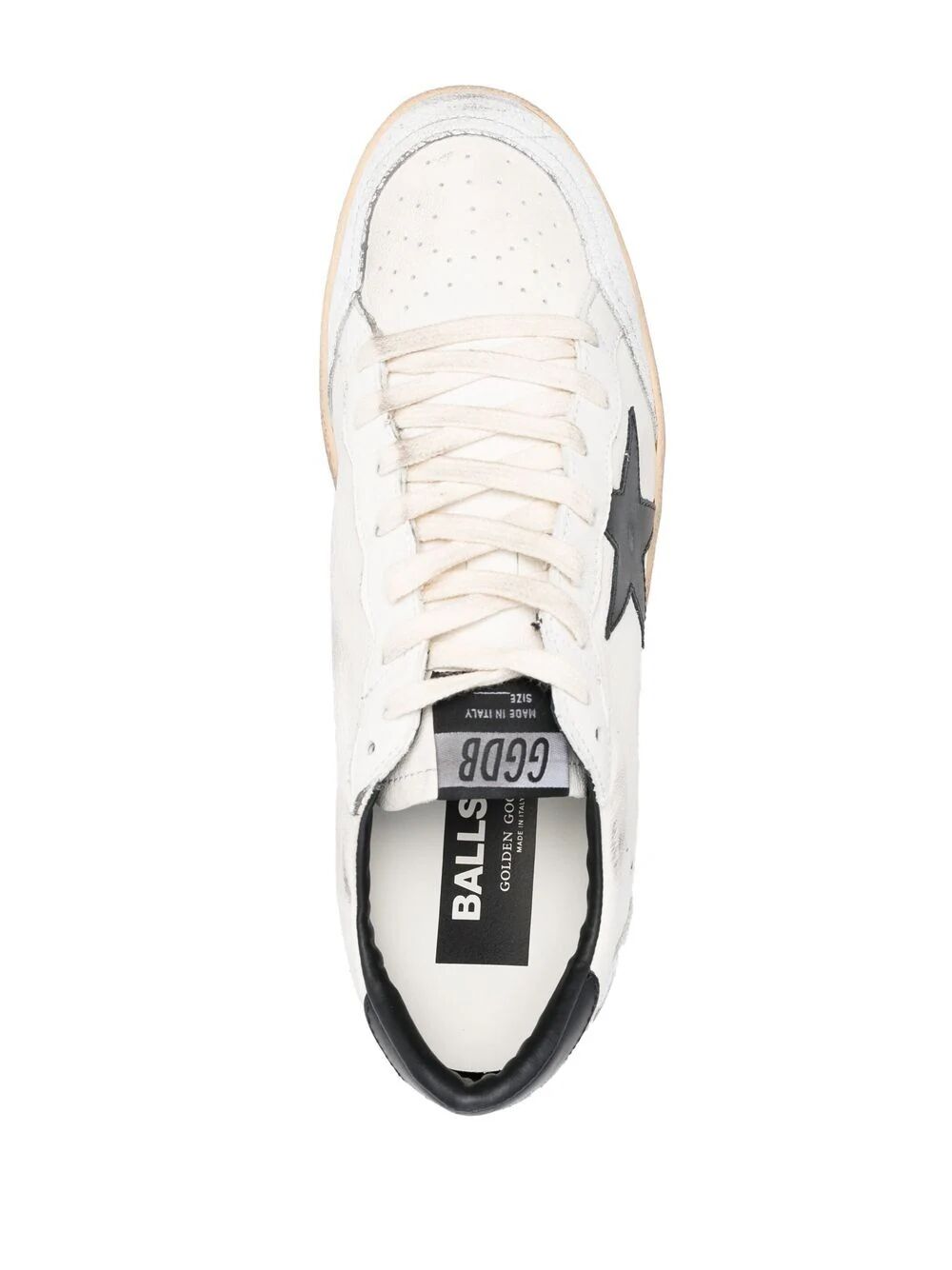 Golden Goose Men Ball Star Sneakers In White Nappa Leather With Black Star GOLDEN GOOSE