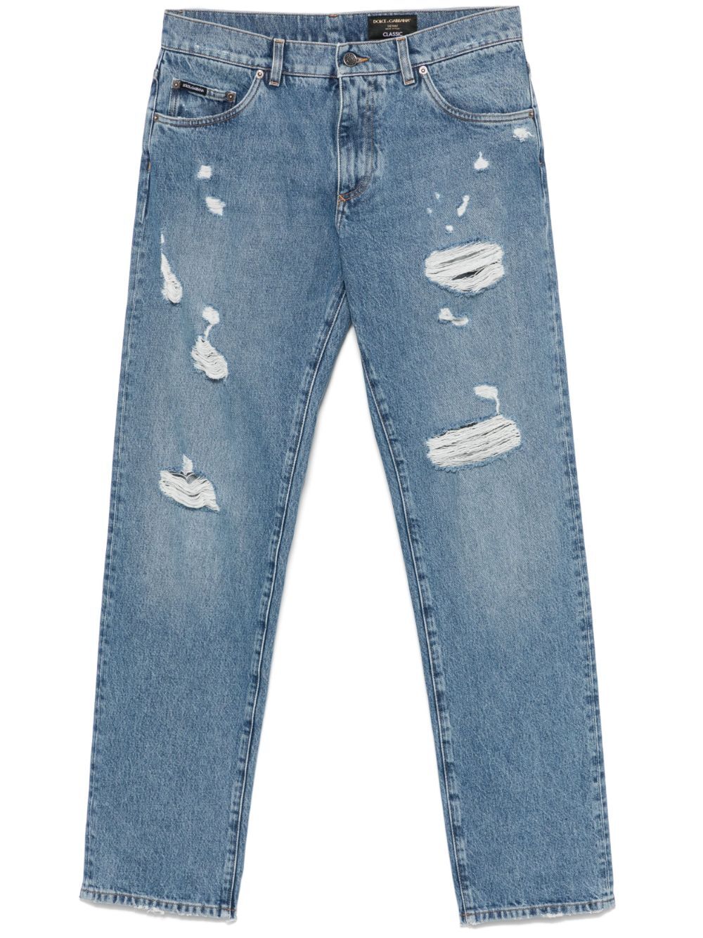 Dolce & Gabbana Men Classic Five-Pocket Cotton Jeans With Abrasions DOLCE & GABBANA