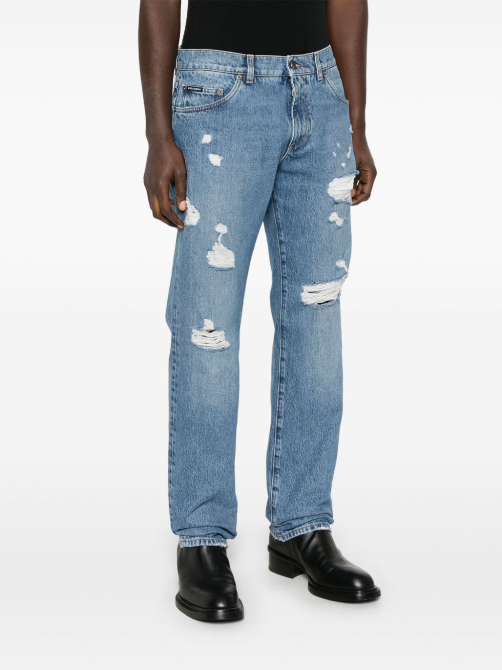 Dolce & Gabbana Men Classic Five-Pocket Cotton Jeans With Abrasions DOLCE & GABBANA