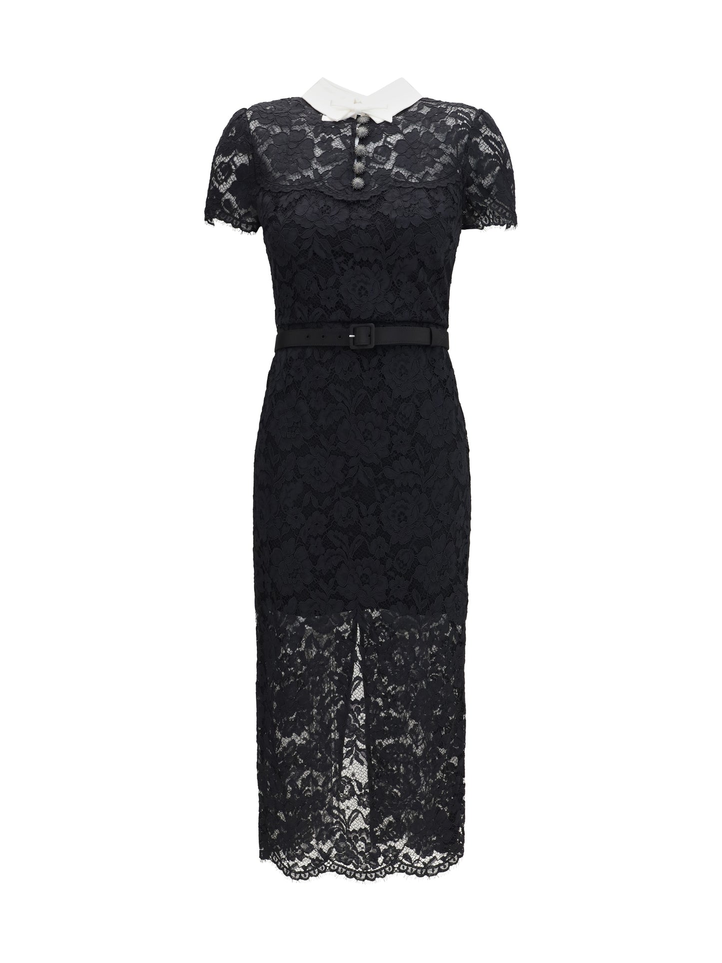 Self-Portrait Women Lace Contrast Collar Midi Dress SELF-PORTRAIT