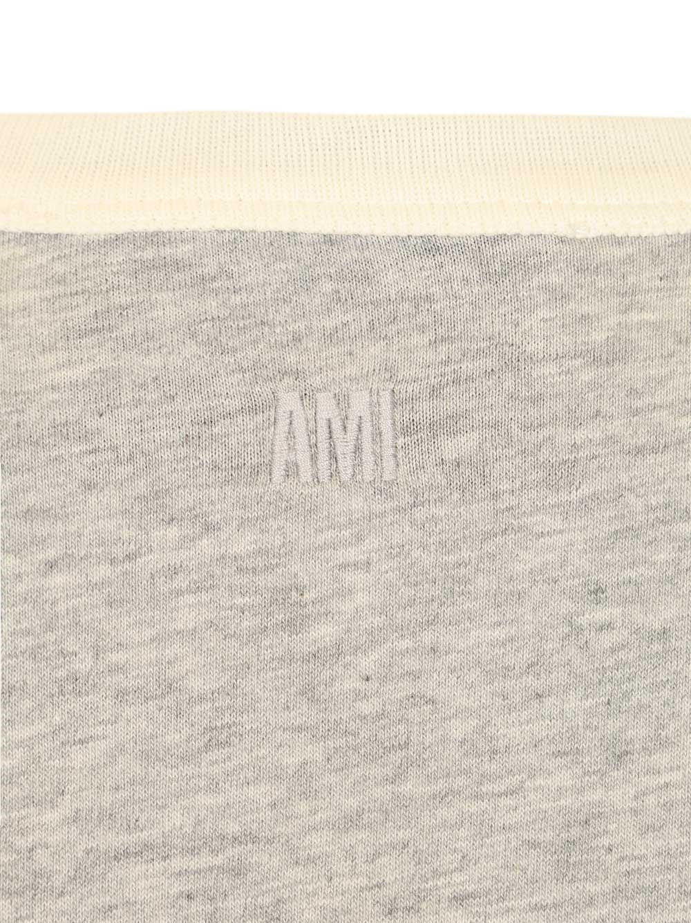 Ami Women Short Sleeves Classic Fit Teeshirt With Ami Paris Knitted Patch AMI PARIS
