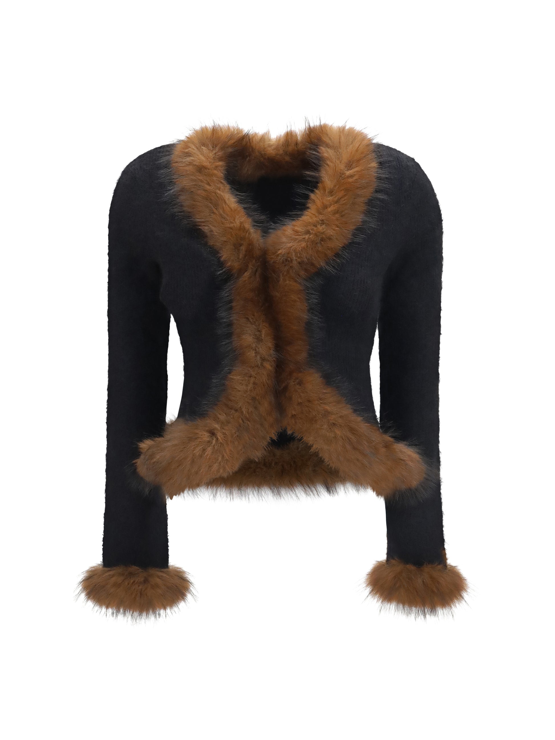 Self-Portrait Women Knit And Faux Fur Cardigan SELF-PORTRAIT