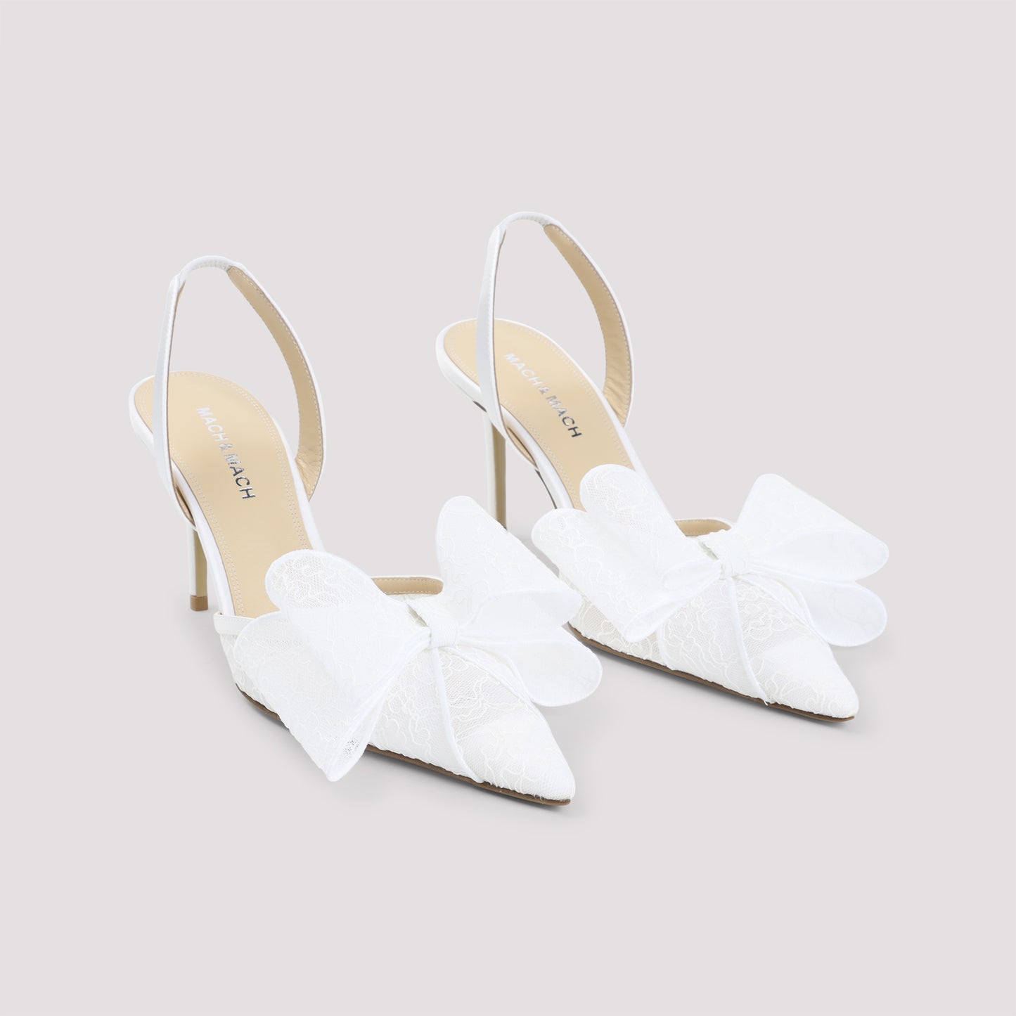 Mach & Mach Le Cadeau White Lace Slingback Women MACH & MACH