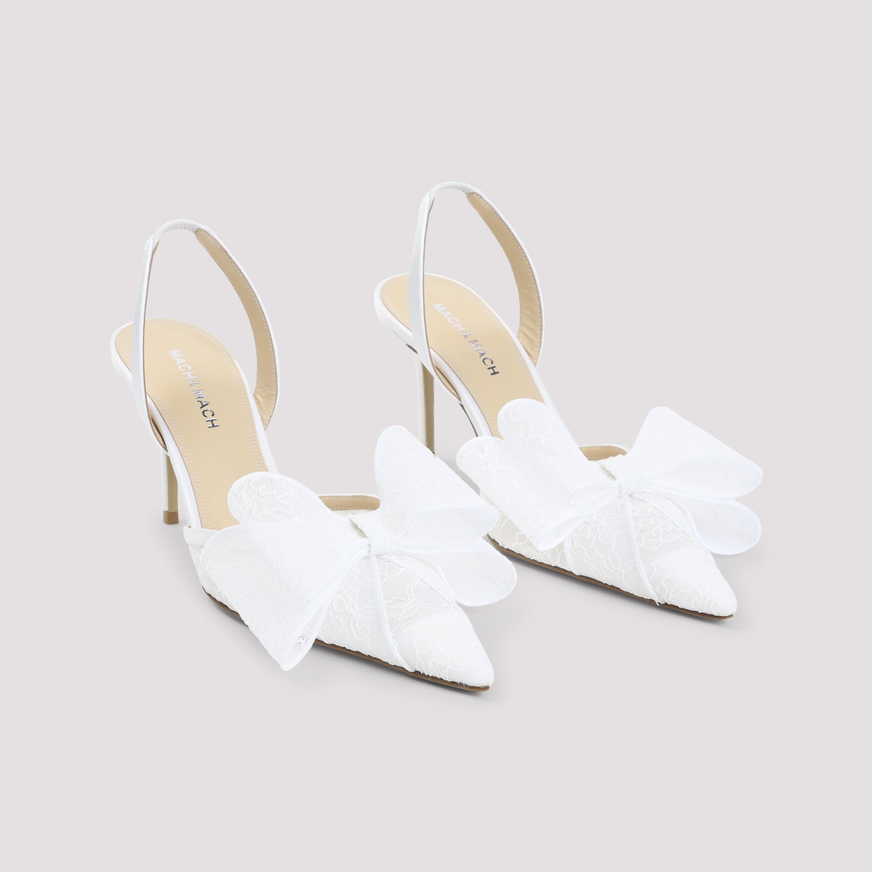 Mach & Mach Le Cadeau White Lace Slingback Women MACH & MACH
