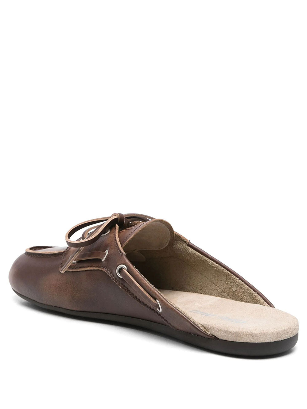 Miu Miu Women Faded Leather Deck Mules MIU MIU