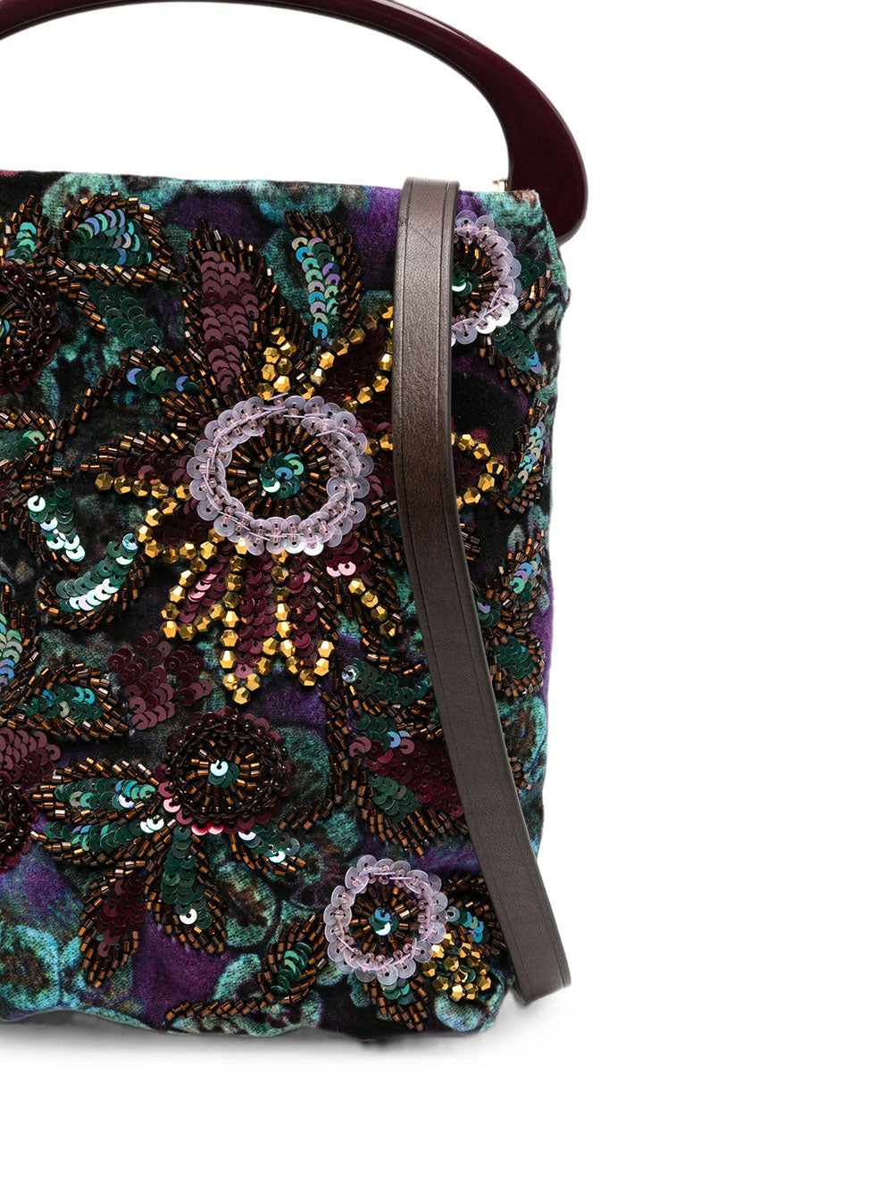 Dries Van Noten Women Borsa Micro In Velluto Con Ricami E Manico In Resina DRIES VAN NOTEN