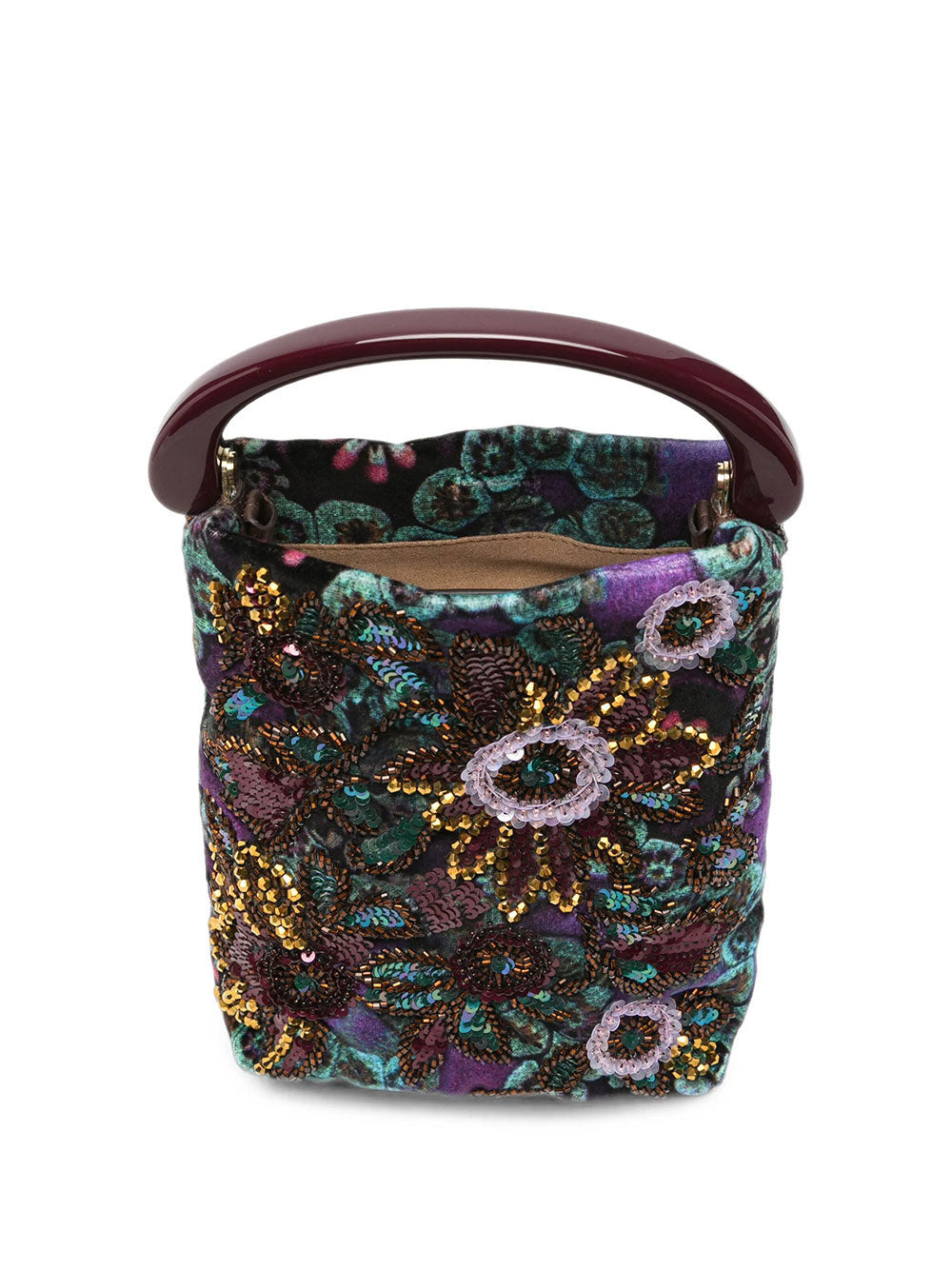 Dries Van Noten Women Borsa Micro In Velluto Con Ricami E Manico In Resina DRIES VAN NOTEN