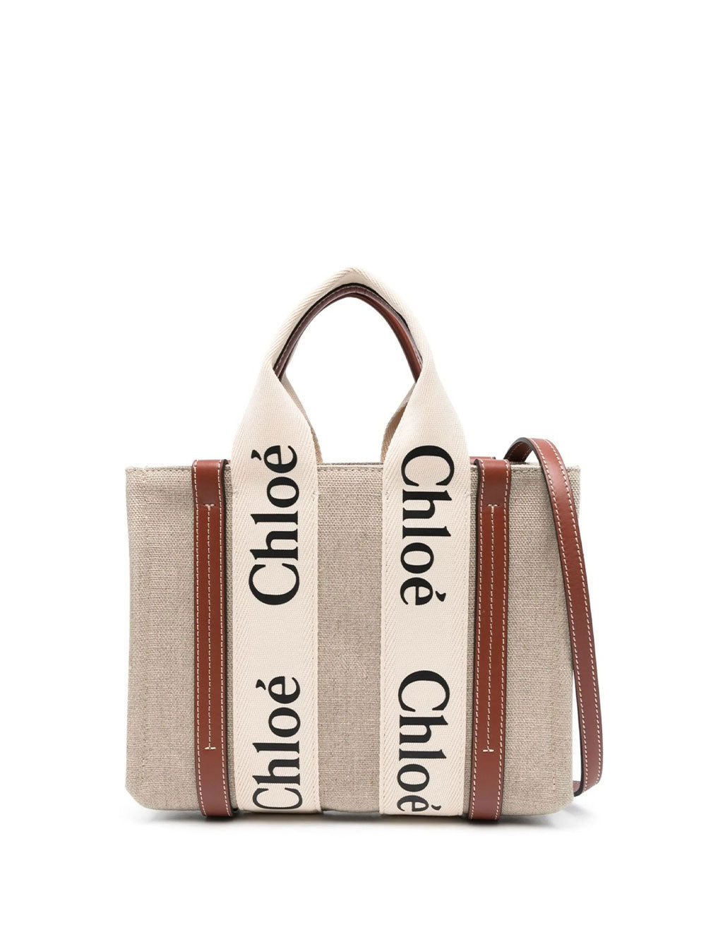 Chloe Women Tote Bag "Woody" Piccola In Lino CHLOE