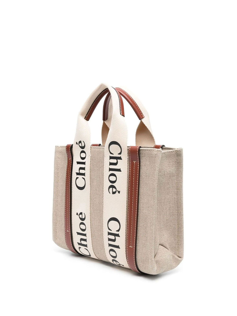 Chloe Women Tote Bag "Woody" Piccola In Lino CHLOE