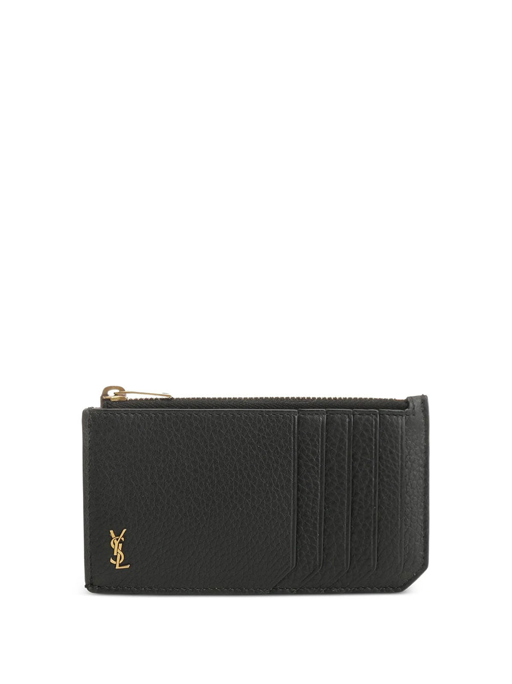 Saint Laurent Men Portacarte "Fragments Tiny Cassandre" Con Zip In Pelle Lucida SAINT LAURENT