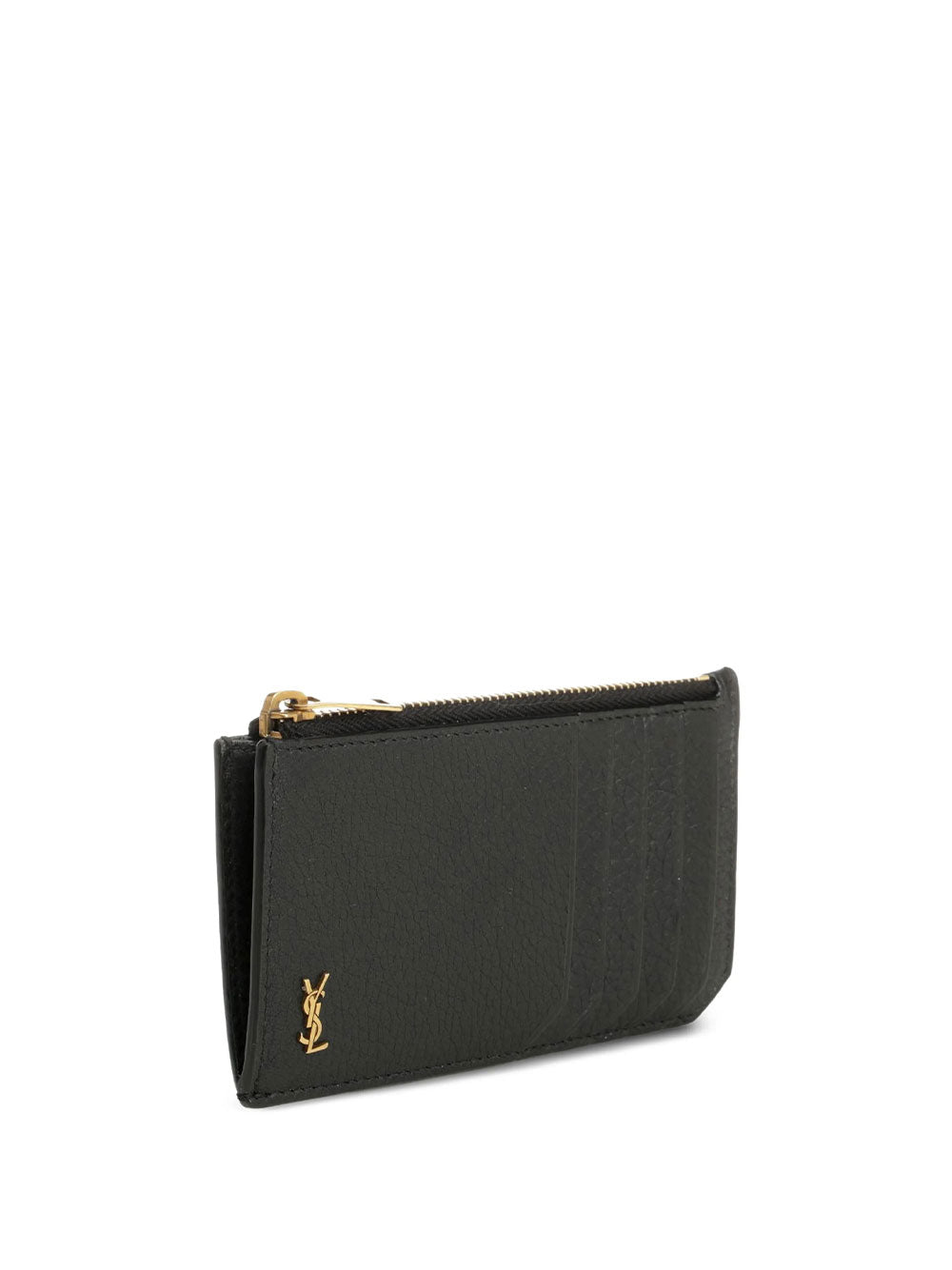 Saint Laurent Men Portacarte "Fragments Tiny Cassandre" Con Zip In Pelle Lucida SAINT LAURENT