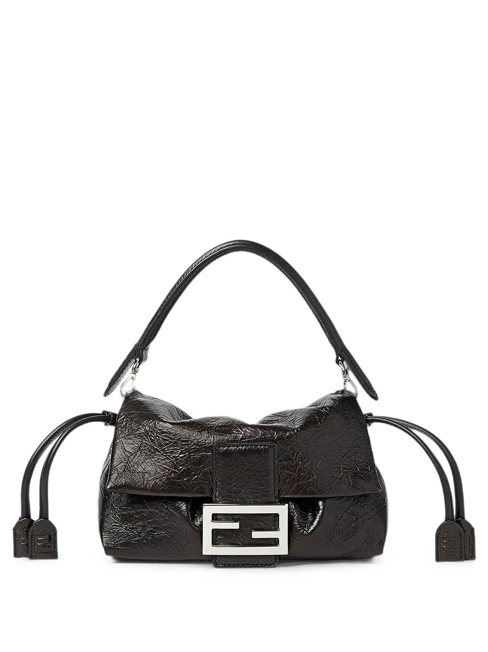 Fendi Women Baguette' Black Shoulder Bag With Ff Plate On The Front And Adjustable And Removable Strap In Leather For Women FENDI