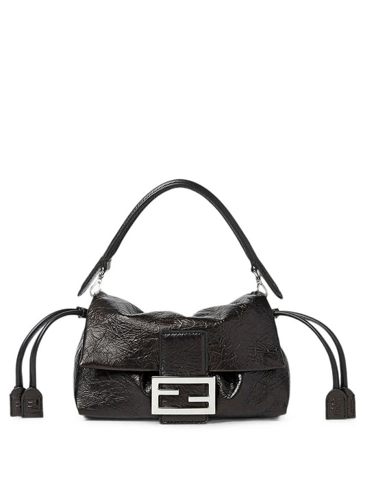 Fendi Women Baguette' Black Shoulder Bag With Ff Plate On The Front And Adjustable And Removable Strap In Leather For Women FENDI