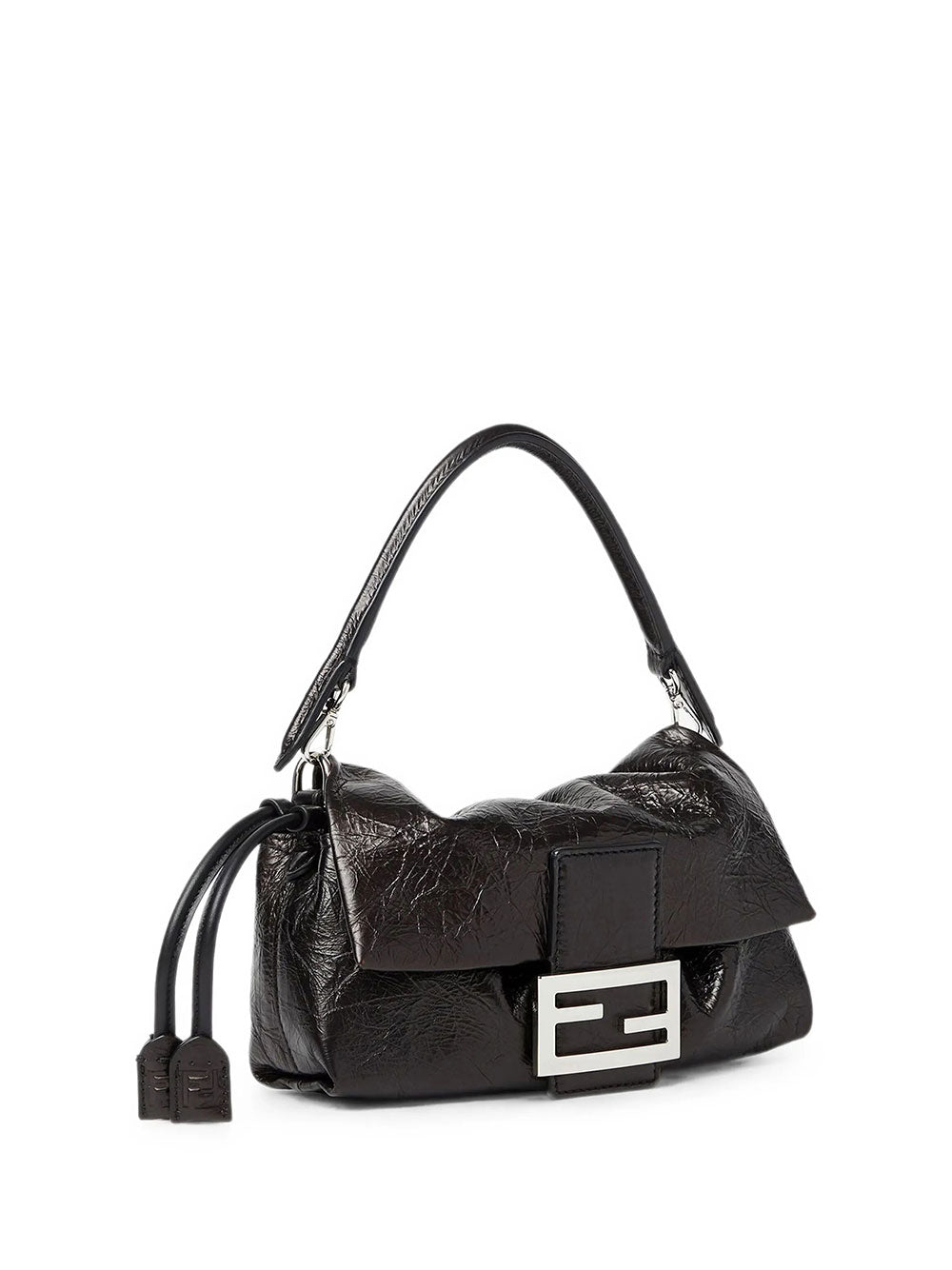 Fendi Women Baguette' Black Shoulder Bag With Ff Plate On The Front And Adjustable And Removable Strap In Leather For Women FENDI