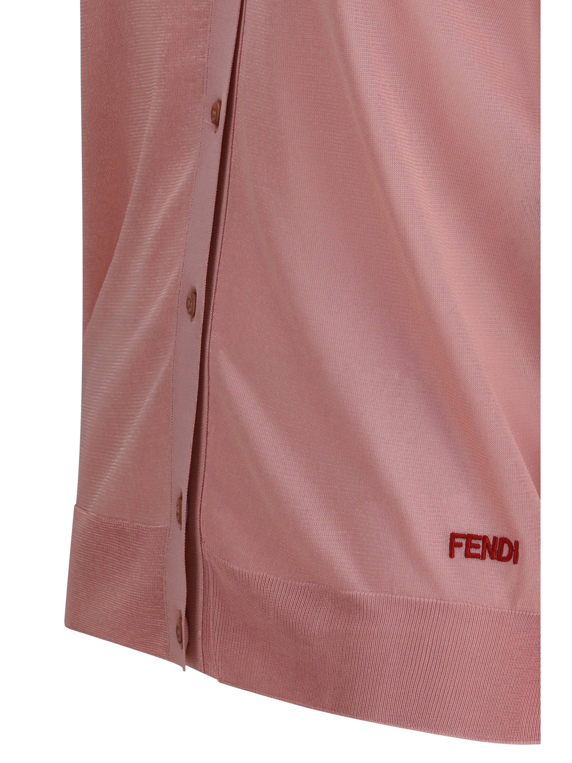 Fendi Women Cardigan Crewneck In Viscose With Embroidered Logo FENDI
