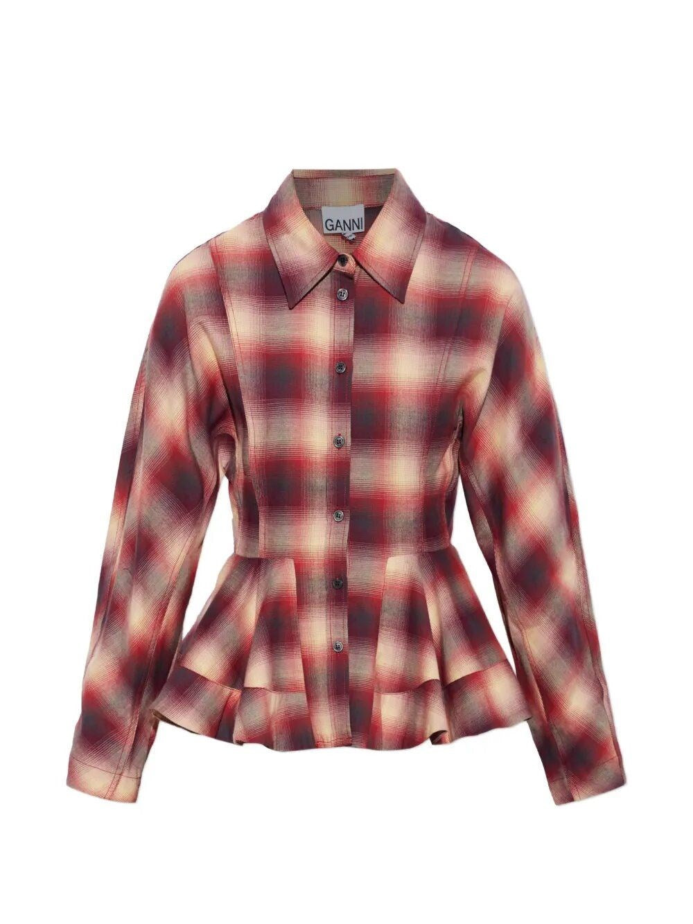 Ganni Women Red Checked Flannel Shirt GANNI