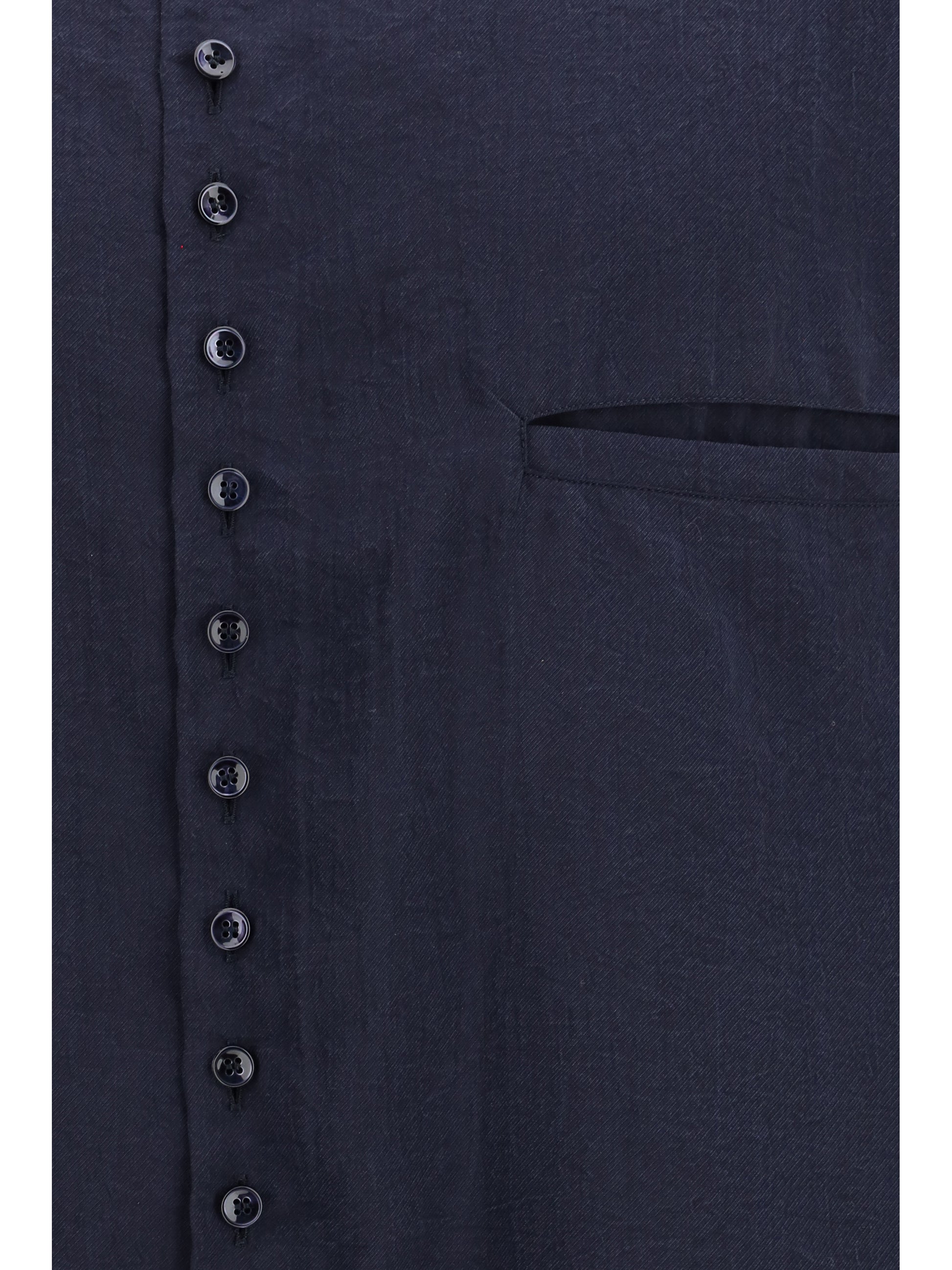 Giorgio Armani Men Washed Silk Shirt With Band Collar GIORGIO ARMANI