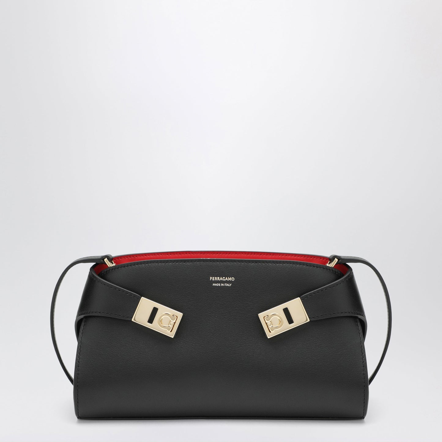 Ferragamo Hug Black/Red Calfskin Mini Crossbody Bag Women FERRAGAMO