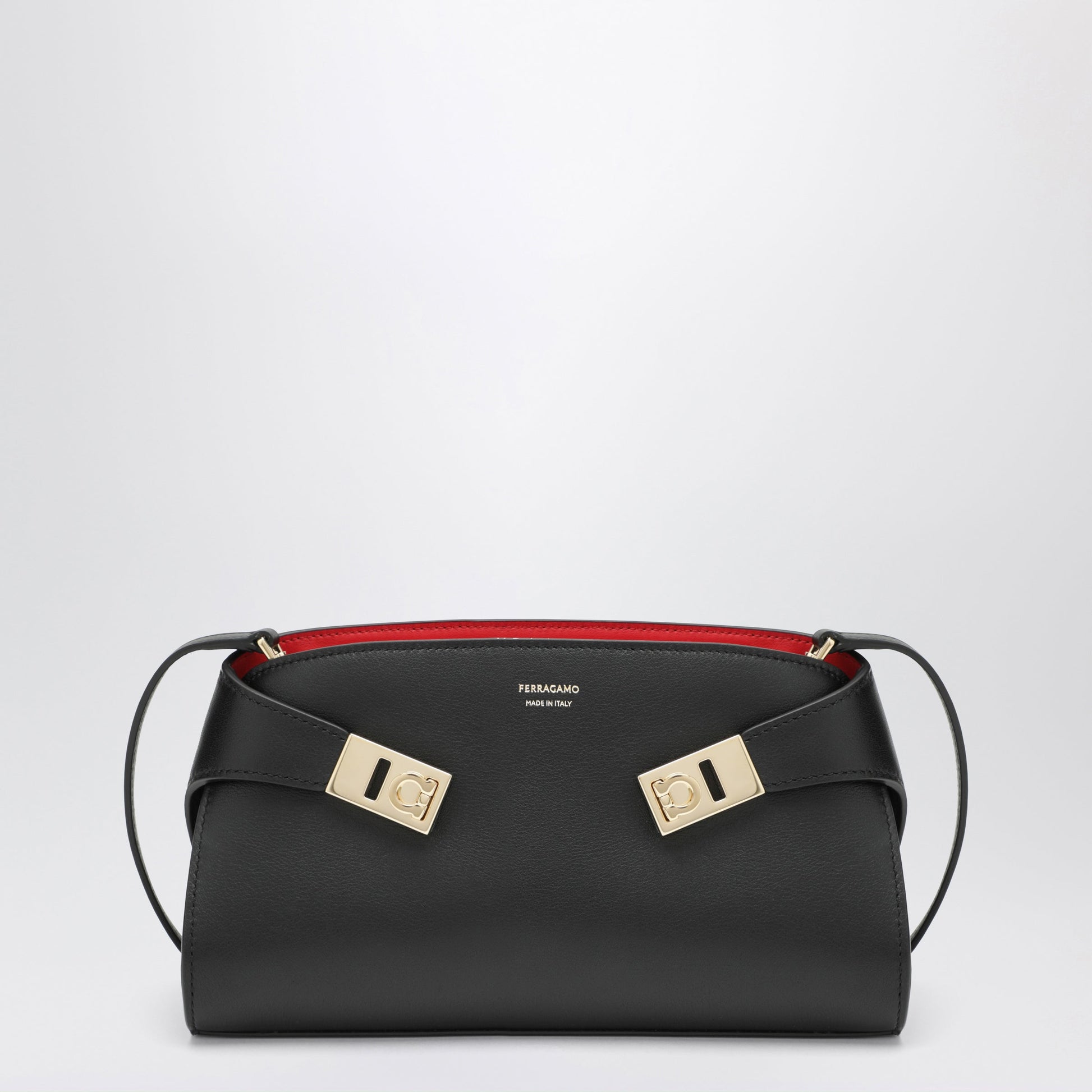 Ferragamo Hug Black/Red Calfskin Mini Crossbody Bag Women FERRAGAMO