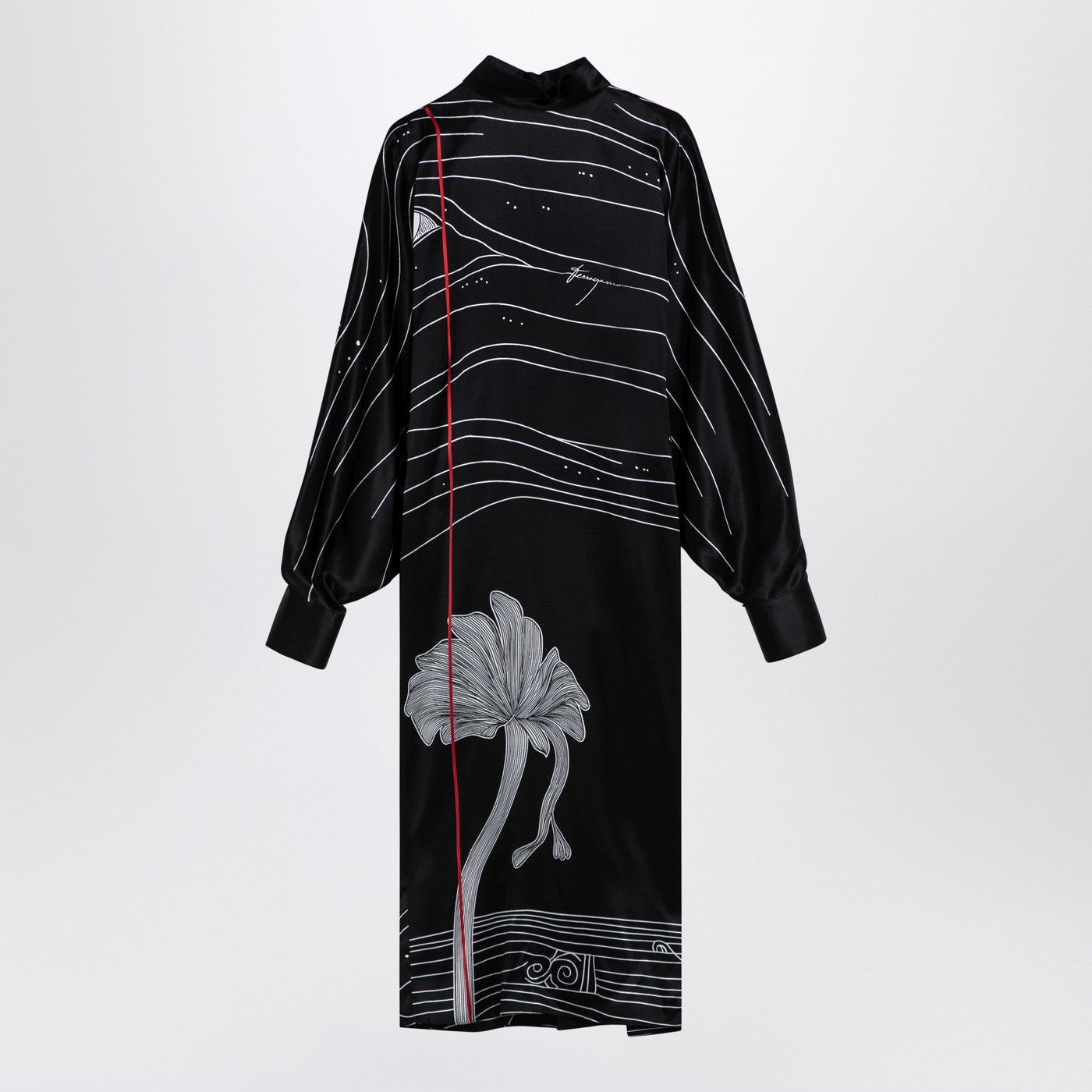 Ferragamo Black Silk Satin Midi Dress Women FERRAGAMO