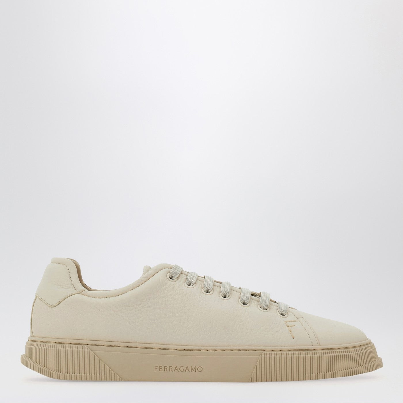 Ferragamo Mascarpone-Colored Leather Sneakers Men FERRAGAMO