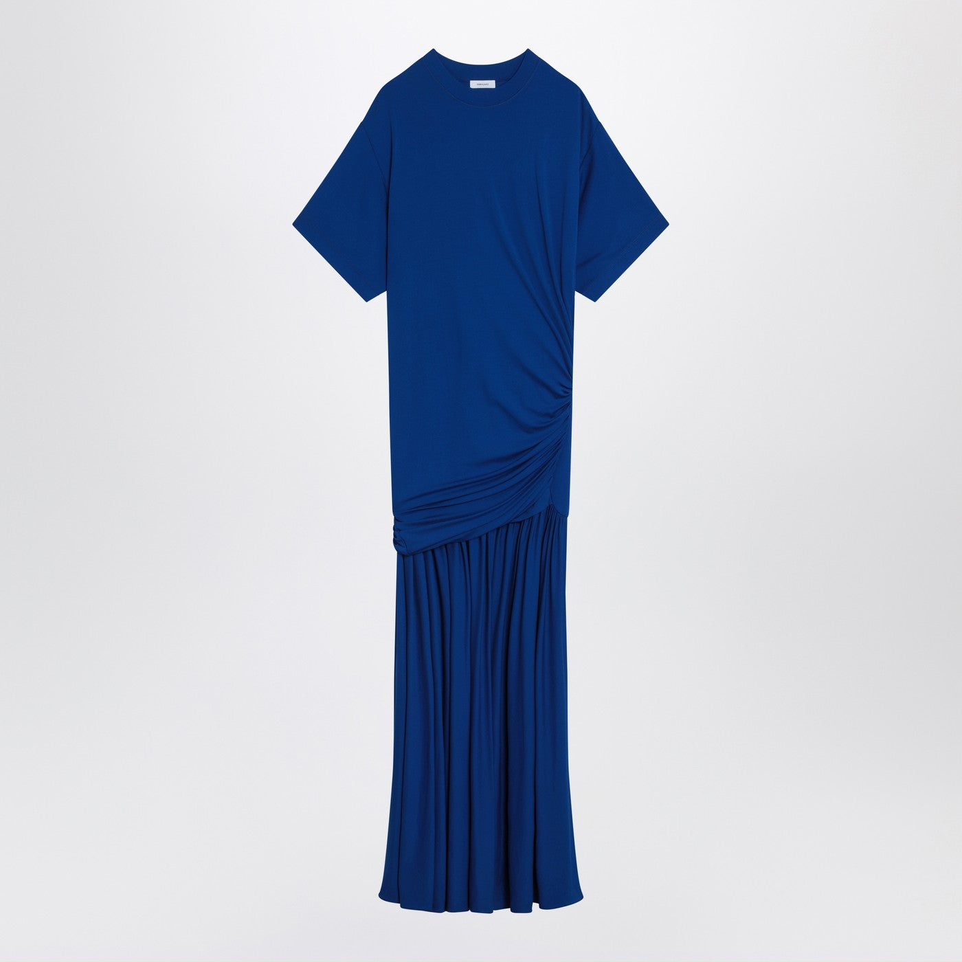 Ferragamo Long Blue Dress With Draping Women FERRAGAMO