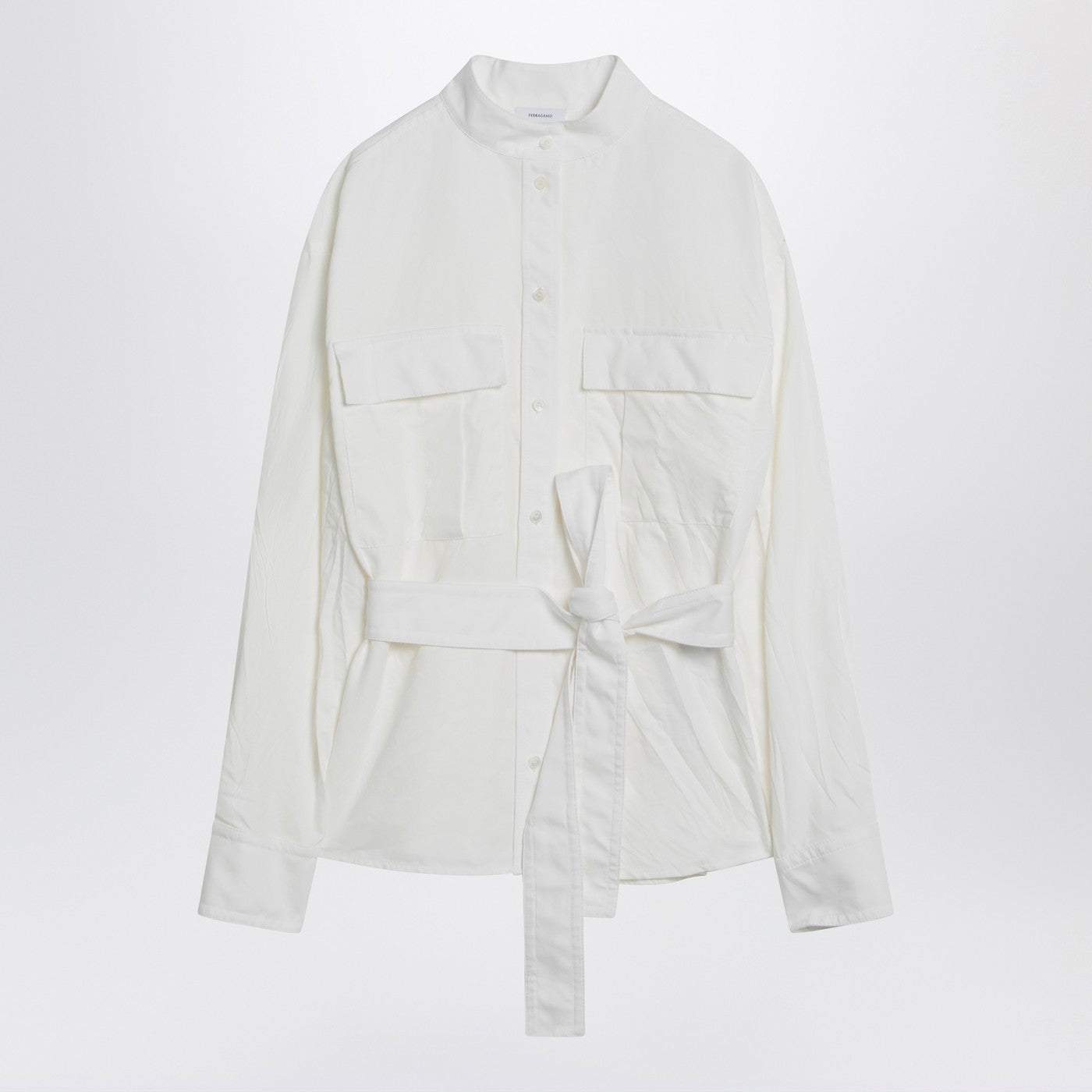 Ferragamo White Belted Shirt In Cotton Blend Women FERRAGAMO