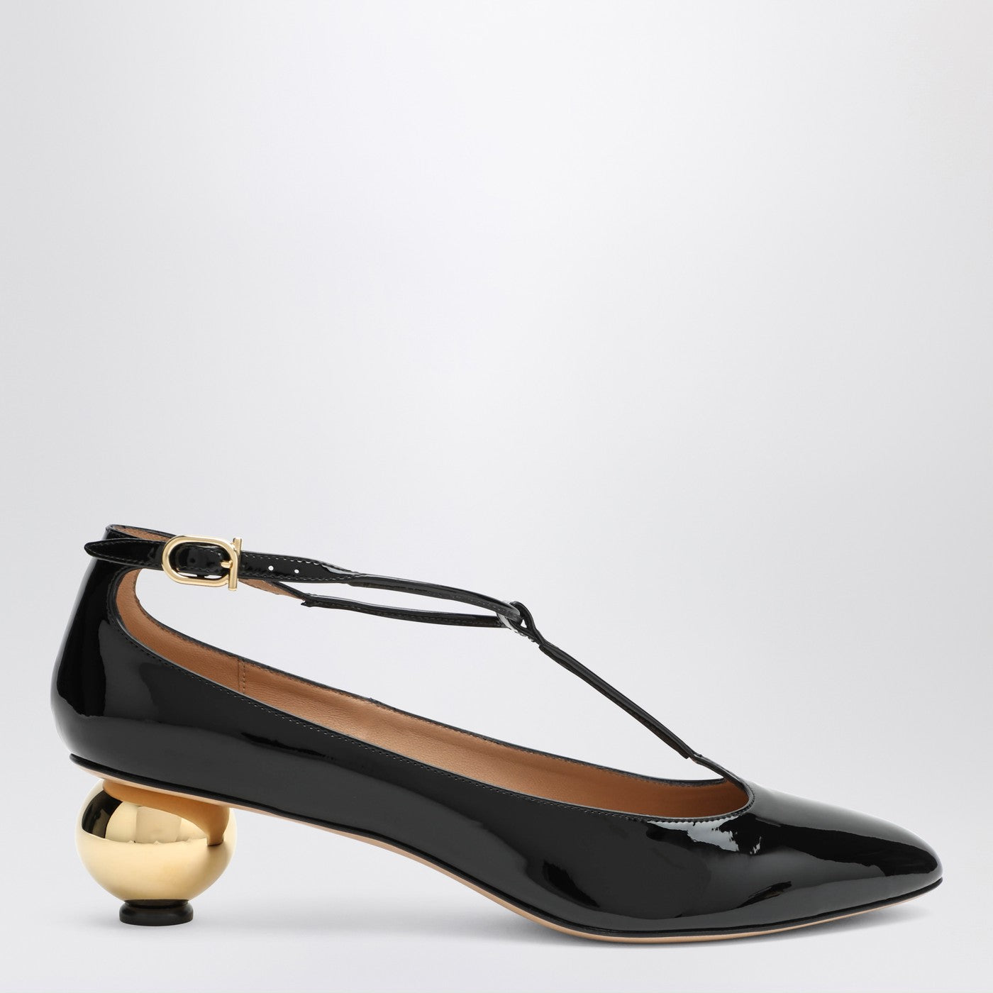 Ferragamo Black Patent T-Strap Decollete Women FERRAGAMO