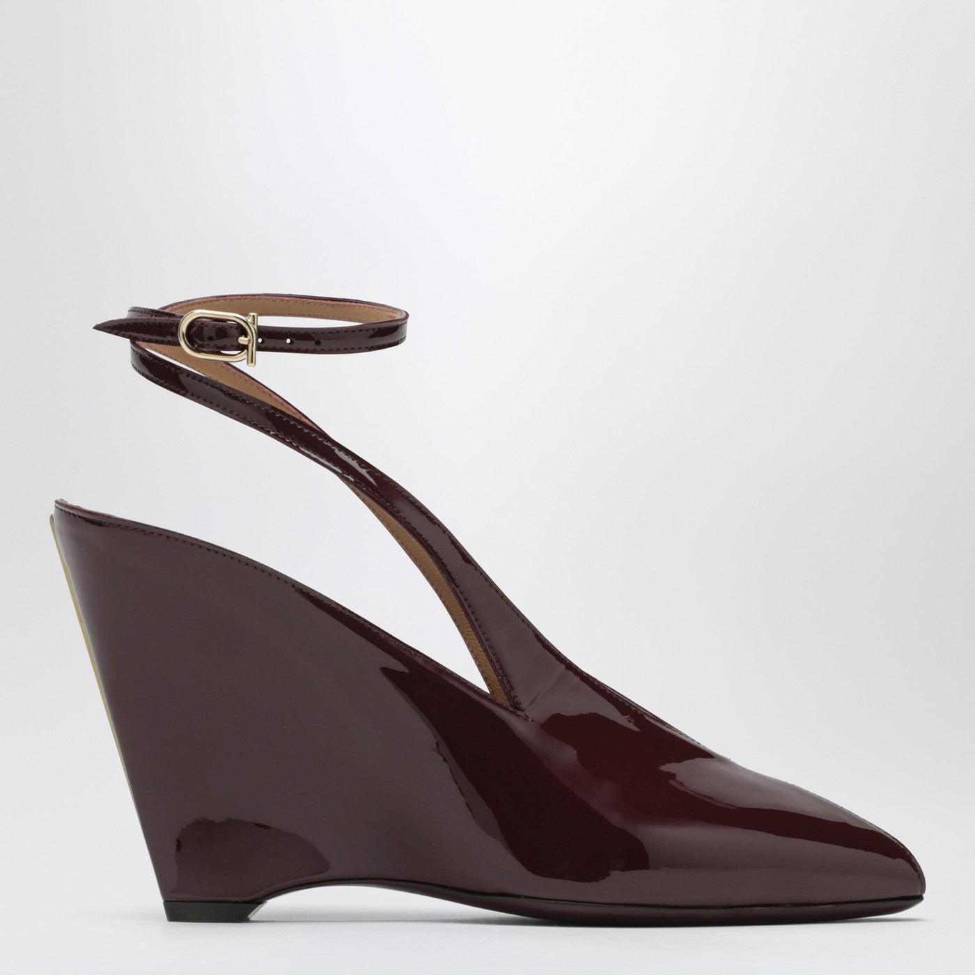 Ferragamo Peep Toe Wedge Sandals In Bordeaux Women FERRAGAMO