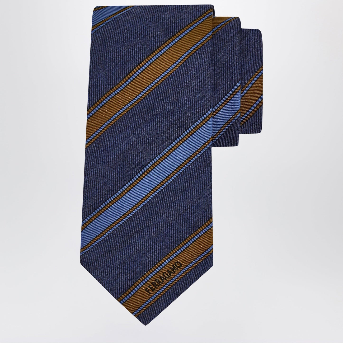 Ferragamo Medium Blue Regimental Jacquard Tie Men FERRAGAMO