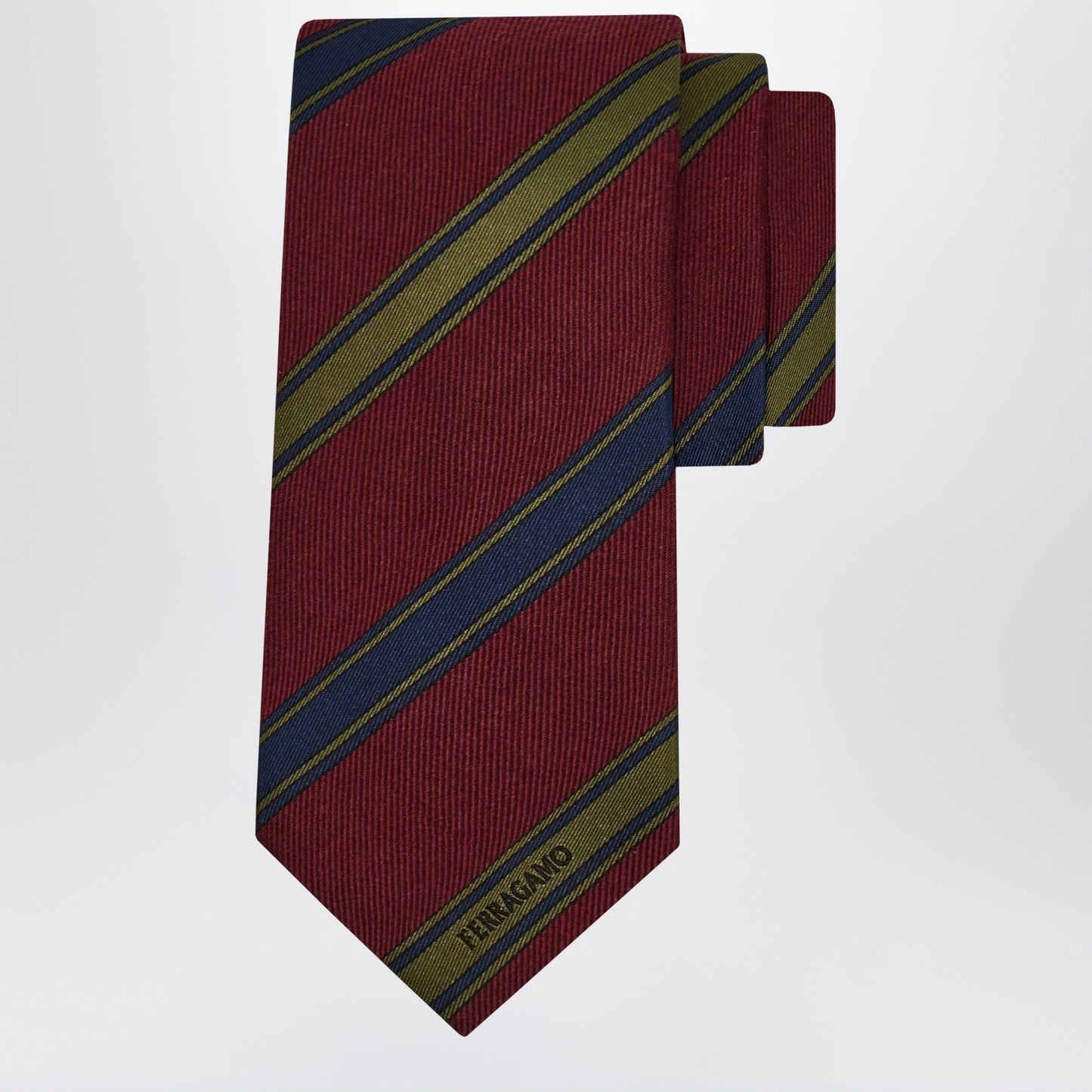 Ferragamo Bordeaux/Red Regimental Jacquard Tie Men FERRAGAMO