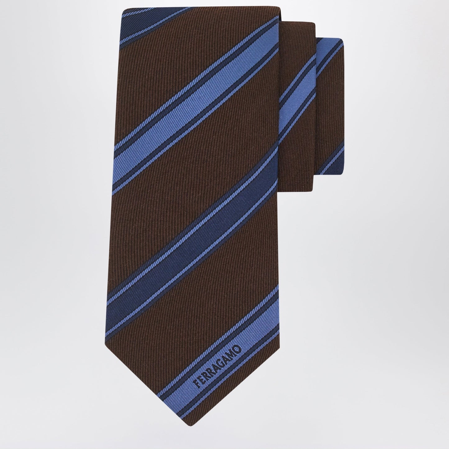 Ferragamo Brown/Green Regimental Jacquard Tie Men FERRAGAMO