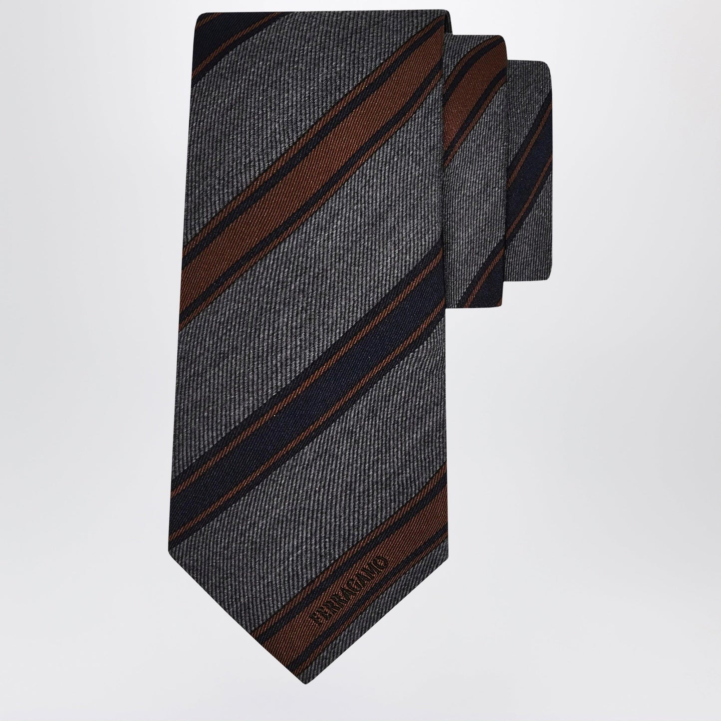 Ferragamo Grey/Bordeaux Regimental Jacquard Tie Men FERRAGAMO