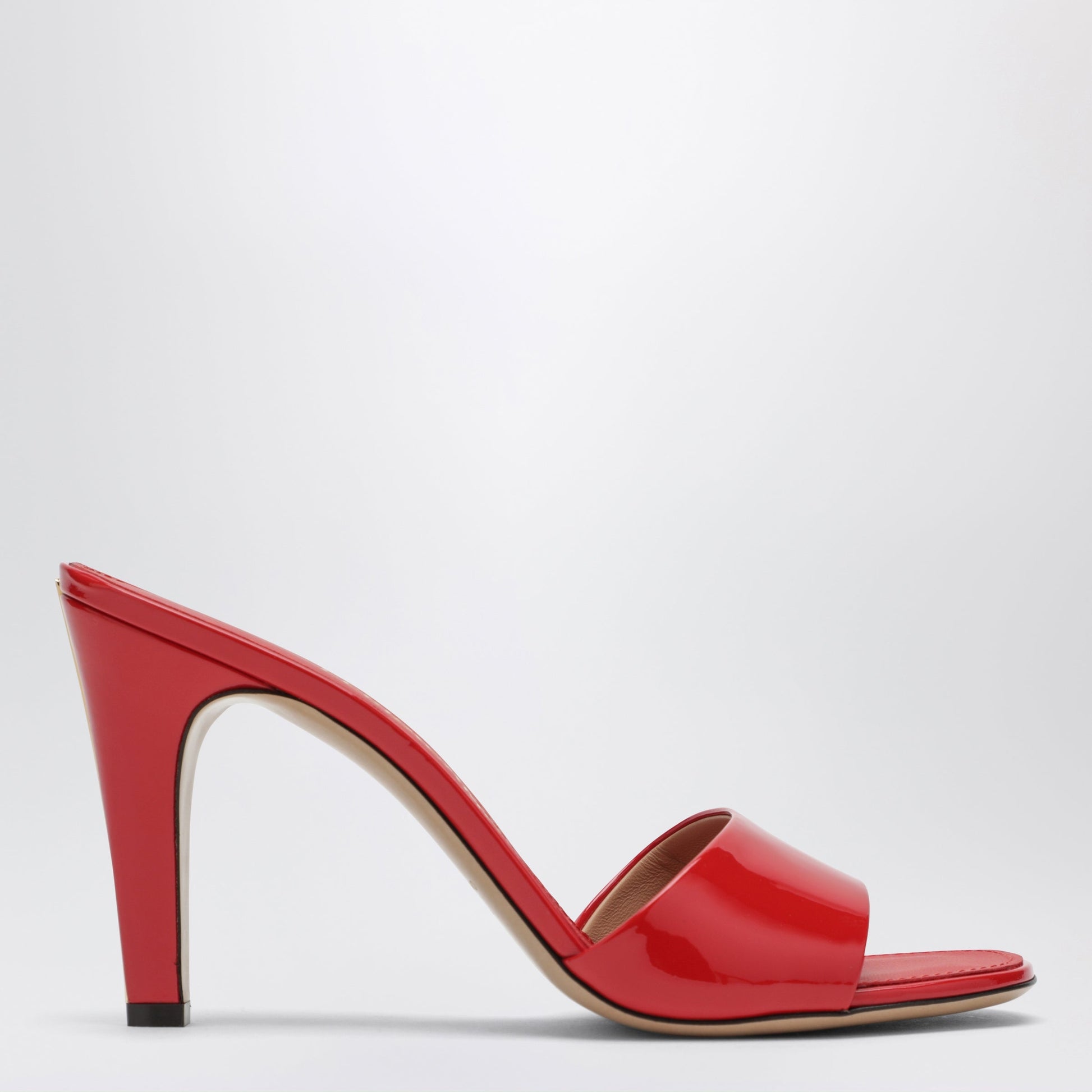 Ferragamo Fire Red Patent Leather Heeled Slides Women FERRAGAMO