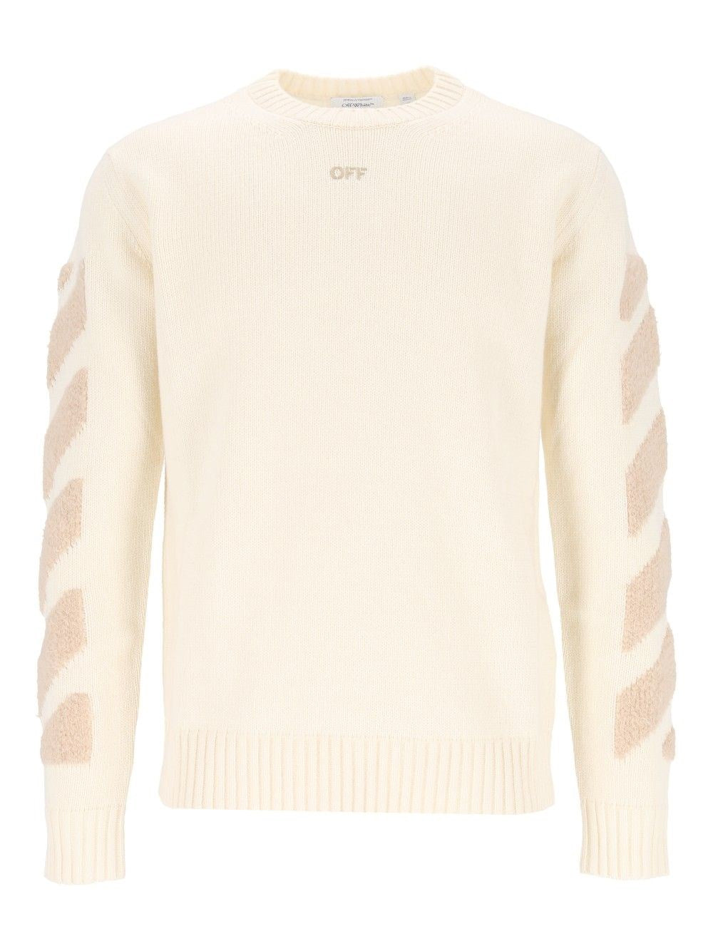 Off-White Men Diagonals Fuzzy Knit Crewneck OFF-WHITE