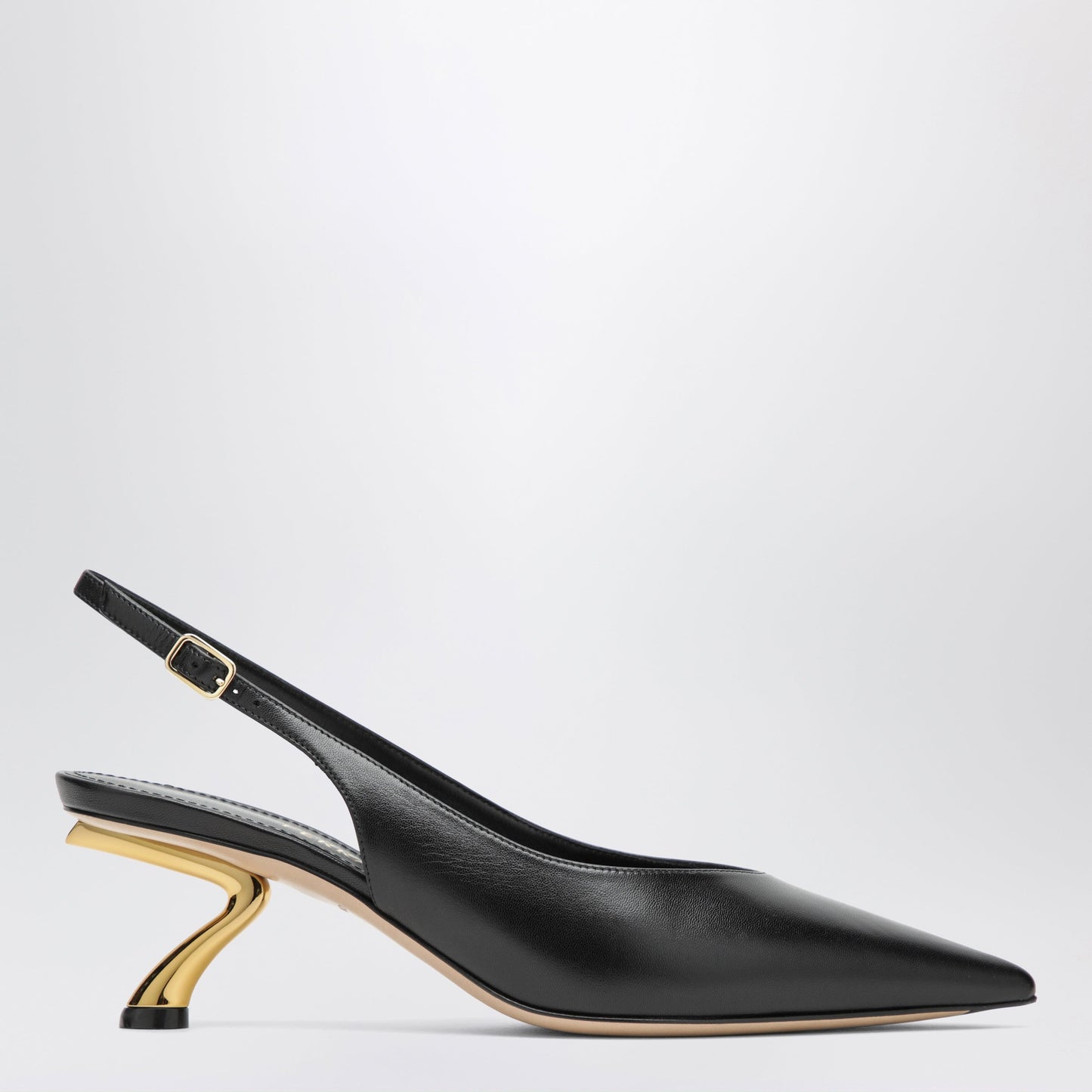 Ferragamo Black Slingback With Sculptural S Heel Women FERRAGAMO