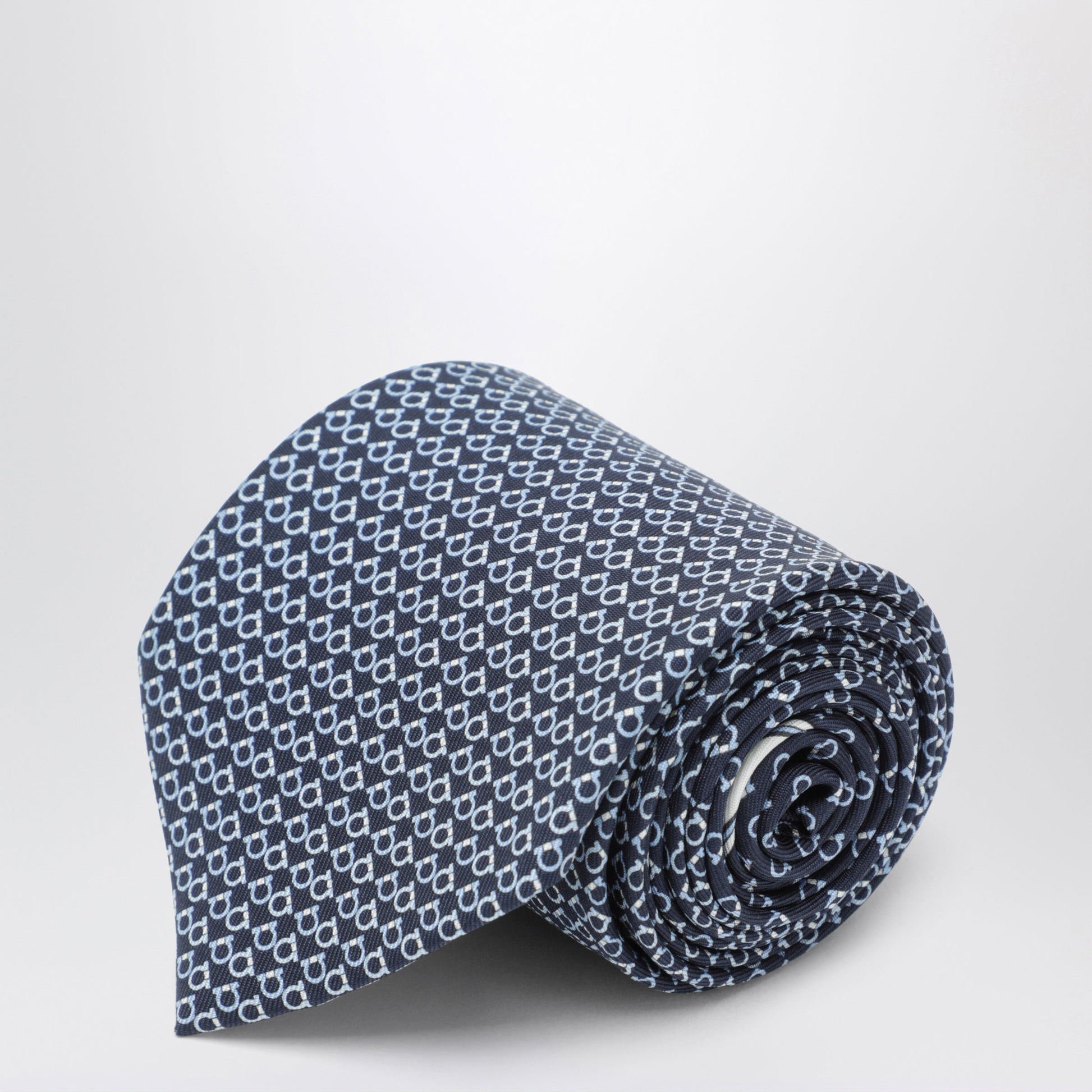 Ferragamo Navy Blue Gancini Square Silk Tie Men FERRAGAMO