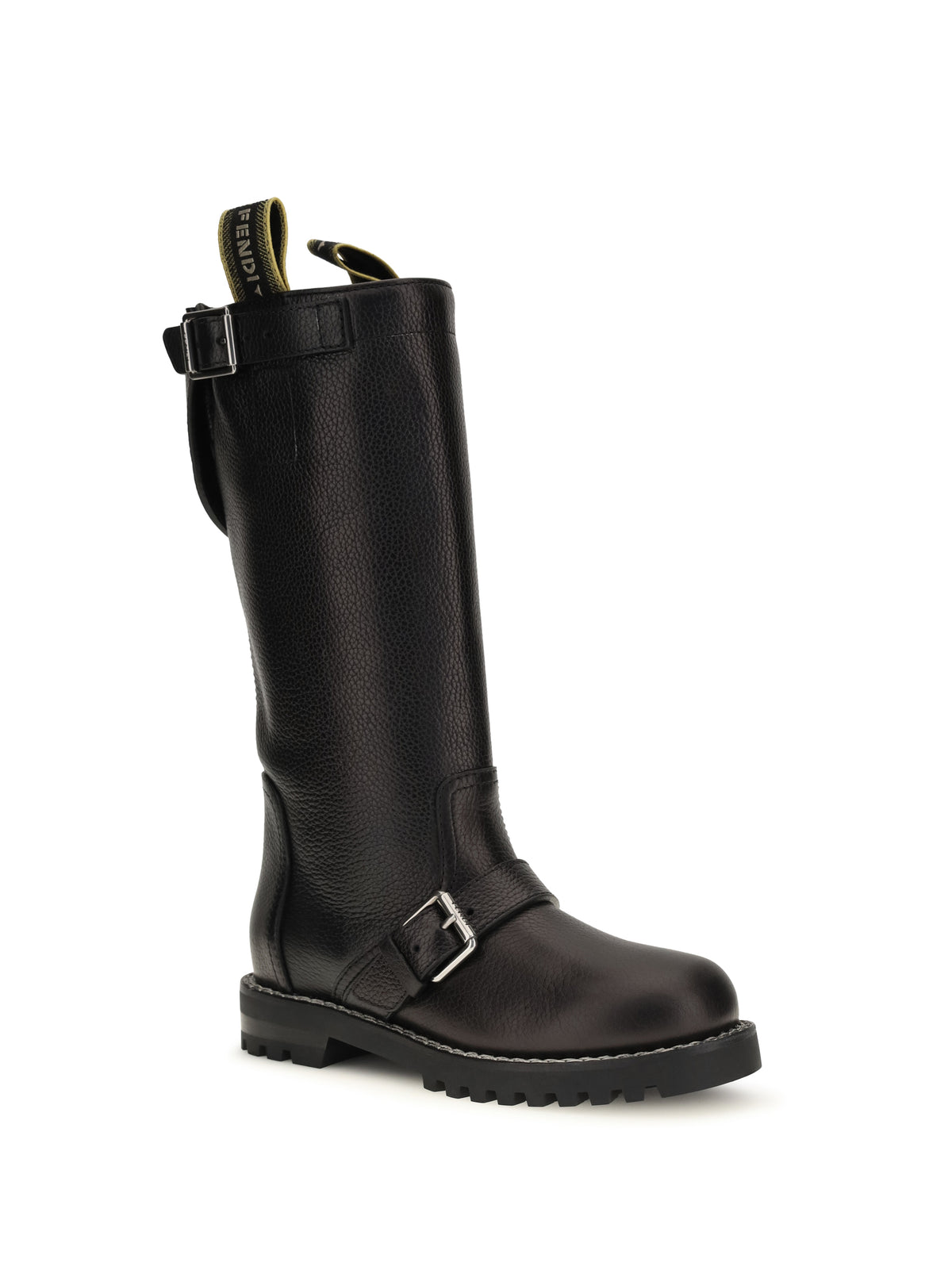 Fendi Women Glossy Calfskin Biker Boots FENDI