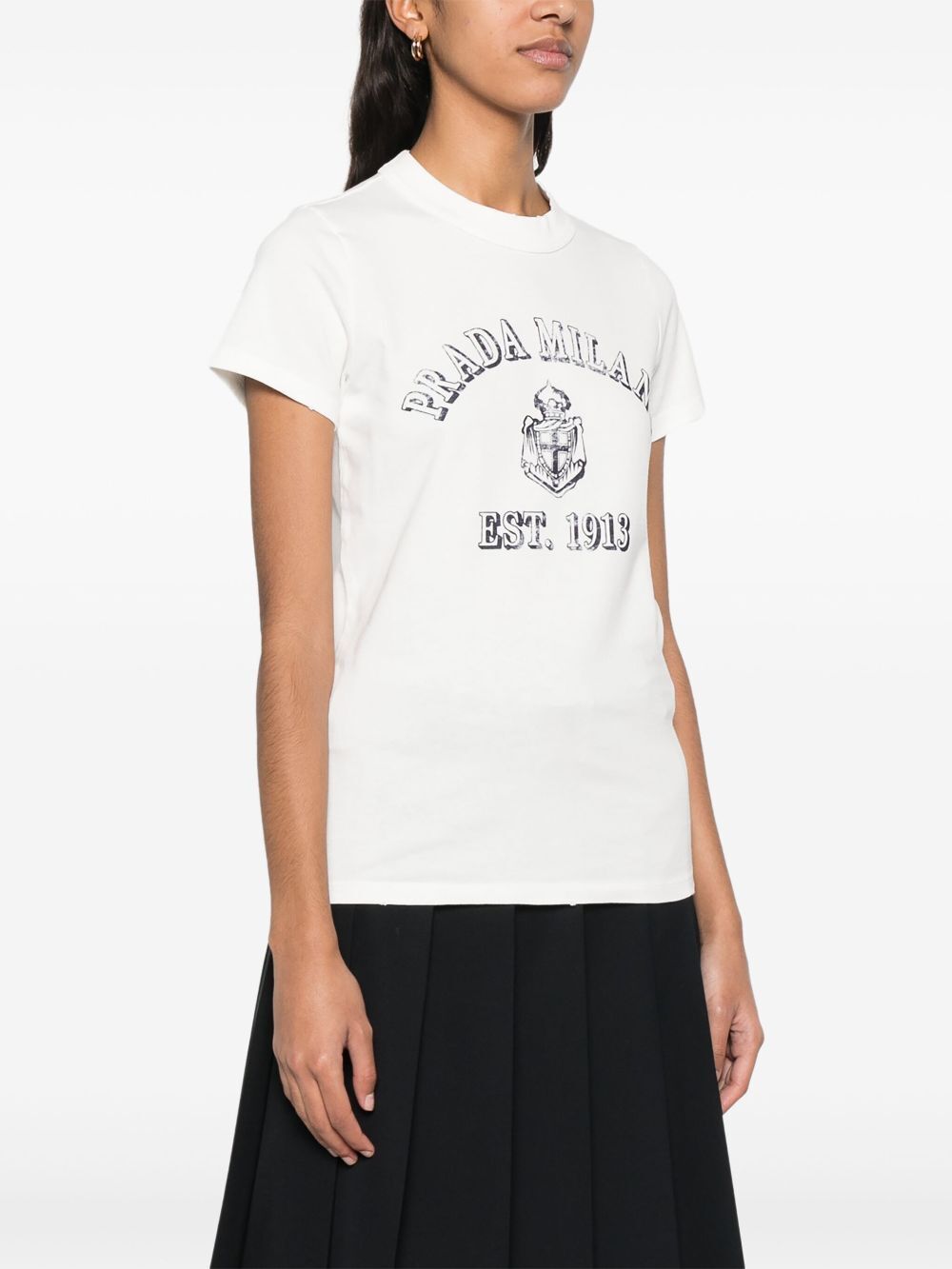 Prada Women Logo Print Jersey T-Shirt PRADA