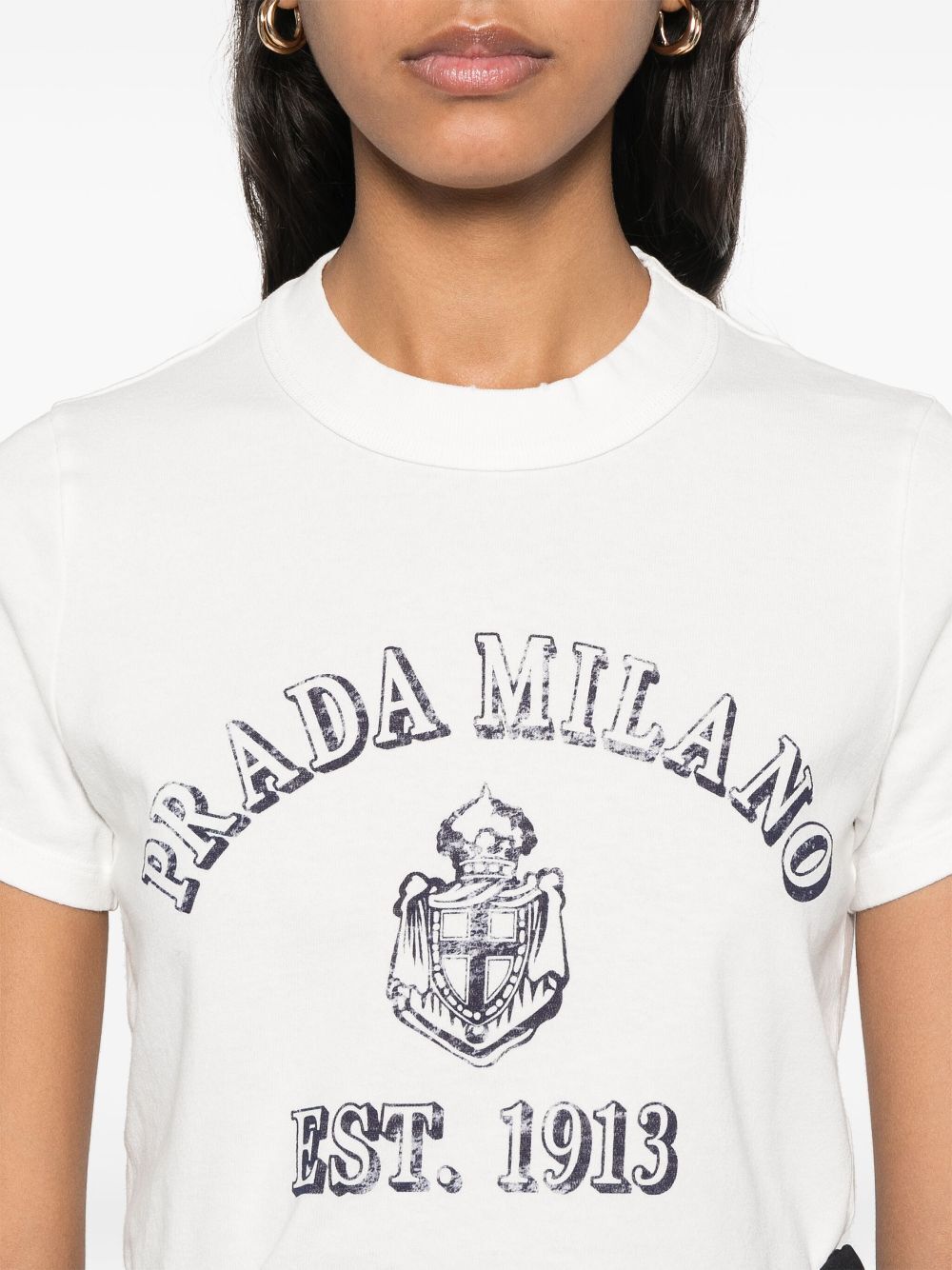 Prada Women Logo Print Jersey T-Shirt PRADA