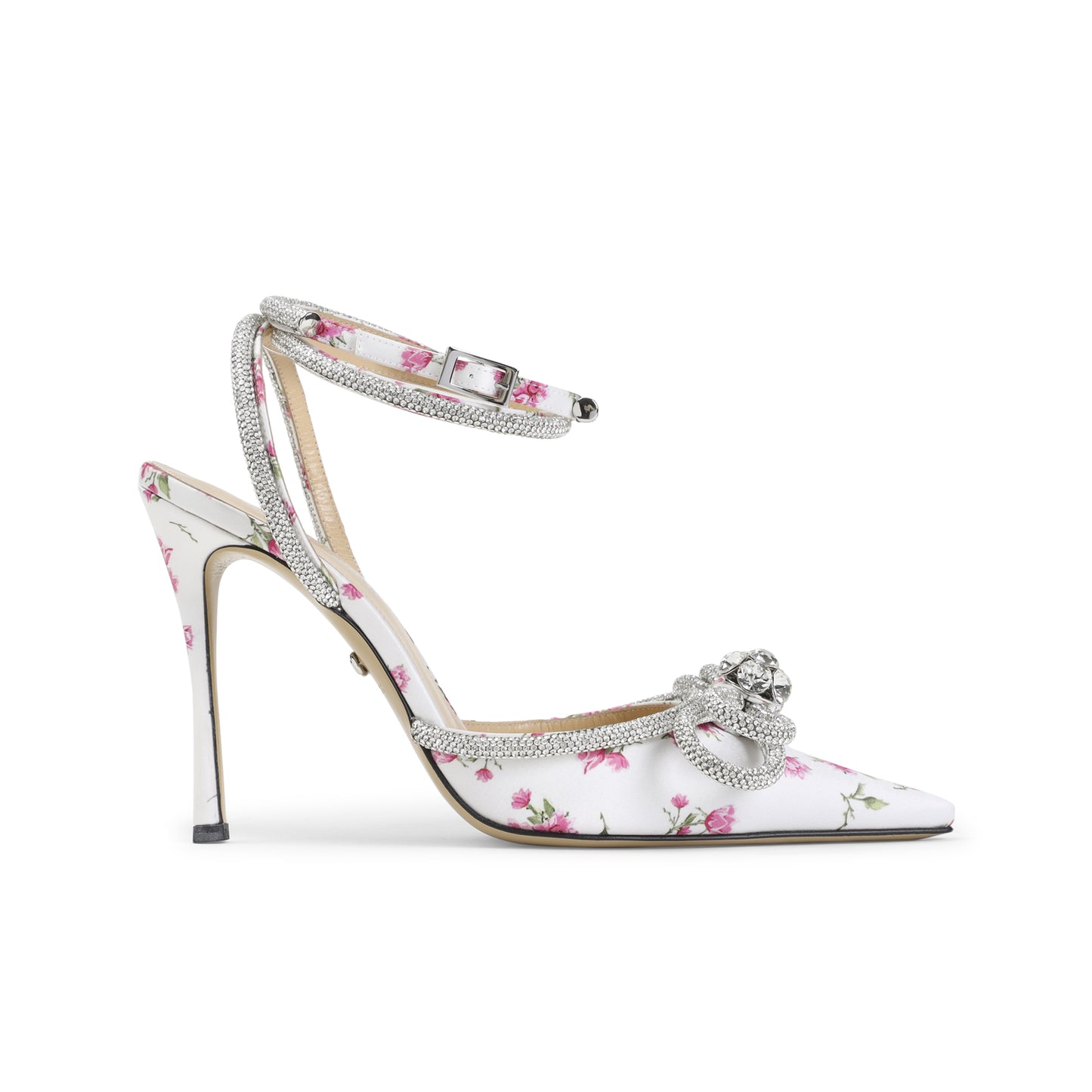 Mach & Mach Double Bow Cheri Floral Satin High Heels Sandals Women