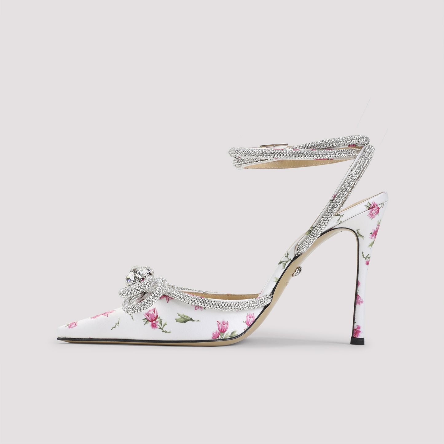 Mach & Mach Double Bow Cheri Floral Satin High Heels Sandals Women