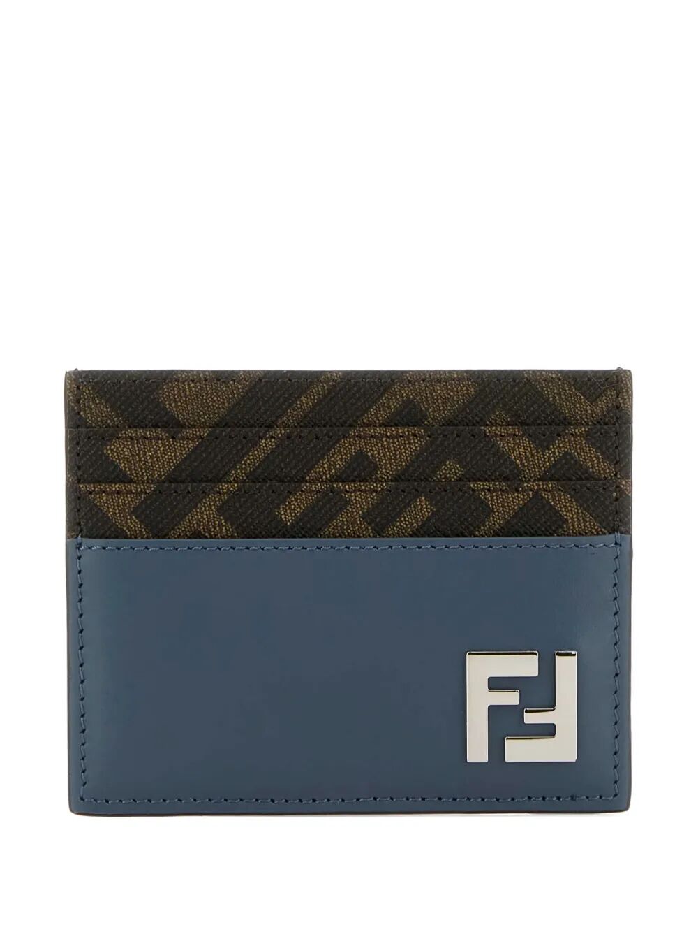 Fendi Men Leather And Ff Canvas Squared Card Holder FENDI
