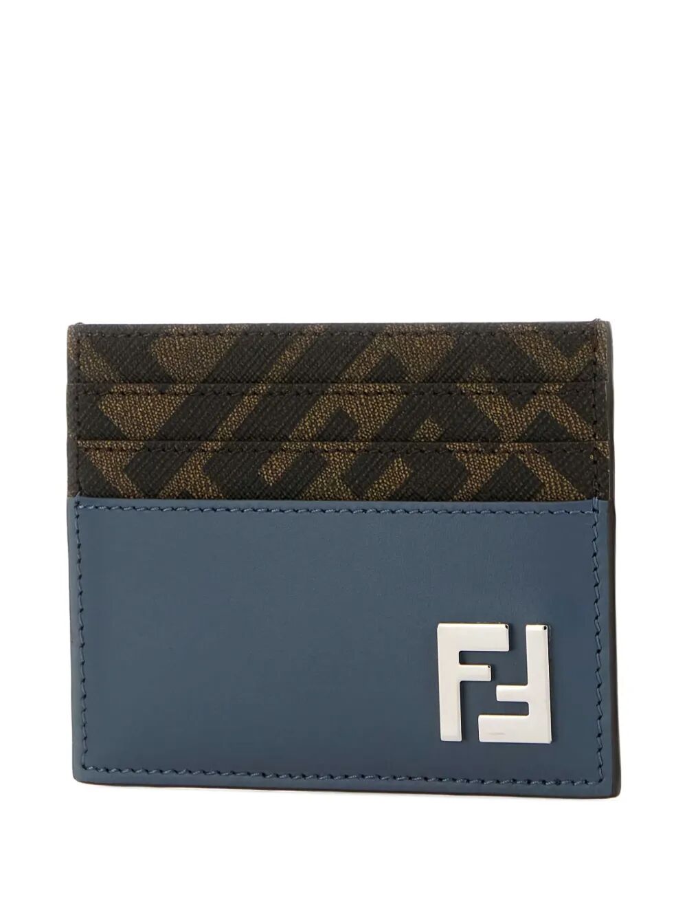 Fendi Men Leather And Ff Canvas Squared Card Holder FENDI